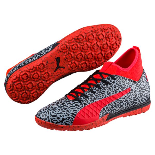 PUMA FUTURE 18.3 TT Turf Soccer Cleats for Men - White/Black/Red Blast - Artificial Grass Football Shoes for Training & Matches