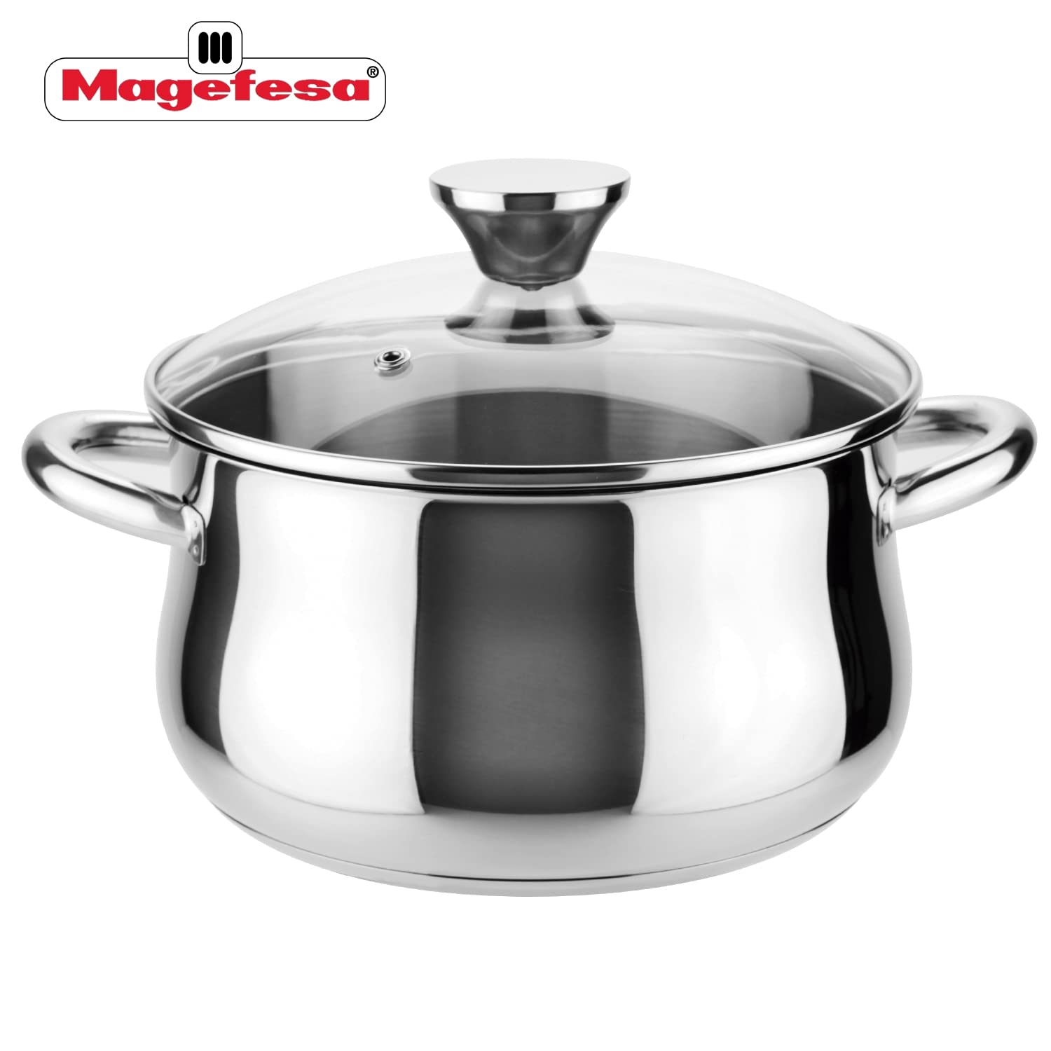 MAGEFESA IDEAL 11-Piece Stainless Steel Cookware Set - 2 Stock Pots, 2 Saucepans, 2 Mini Sauté Pans, 2 Frying Pans with Mesh Strainer - Induction Compatible & Dishwasher Safe - Perfect for Home Cooking, Professional Chefs & Restaurant Use