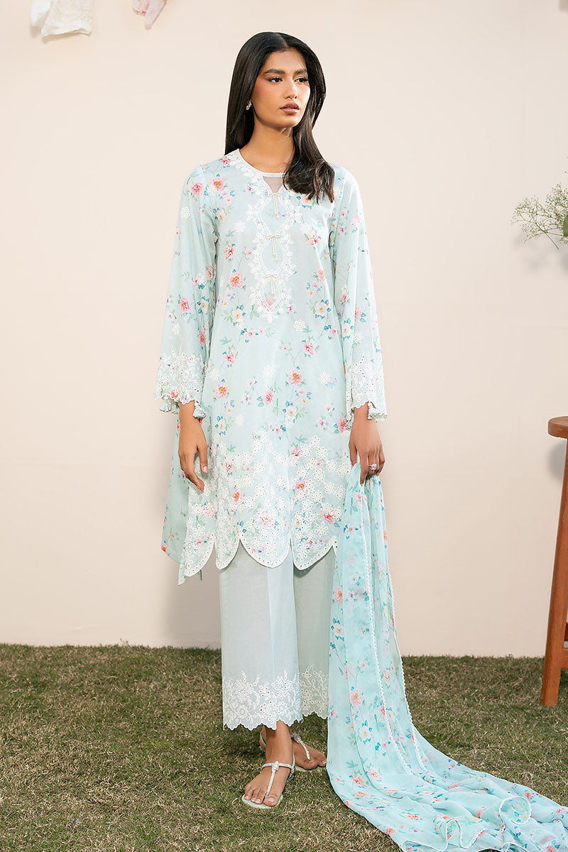 AQUA DEW 3-Piece Ethnic Outfit Set for Women - Embroidered Cotton Shirt, Palazzo Pants & Dupatta - Perfect for Festivals, Weddings & Special Occasions