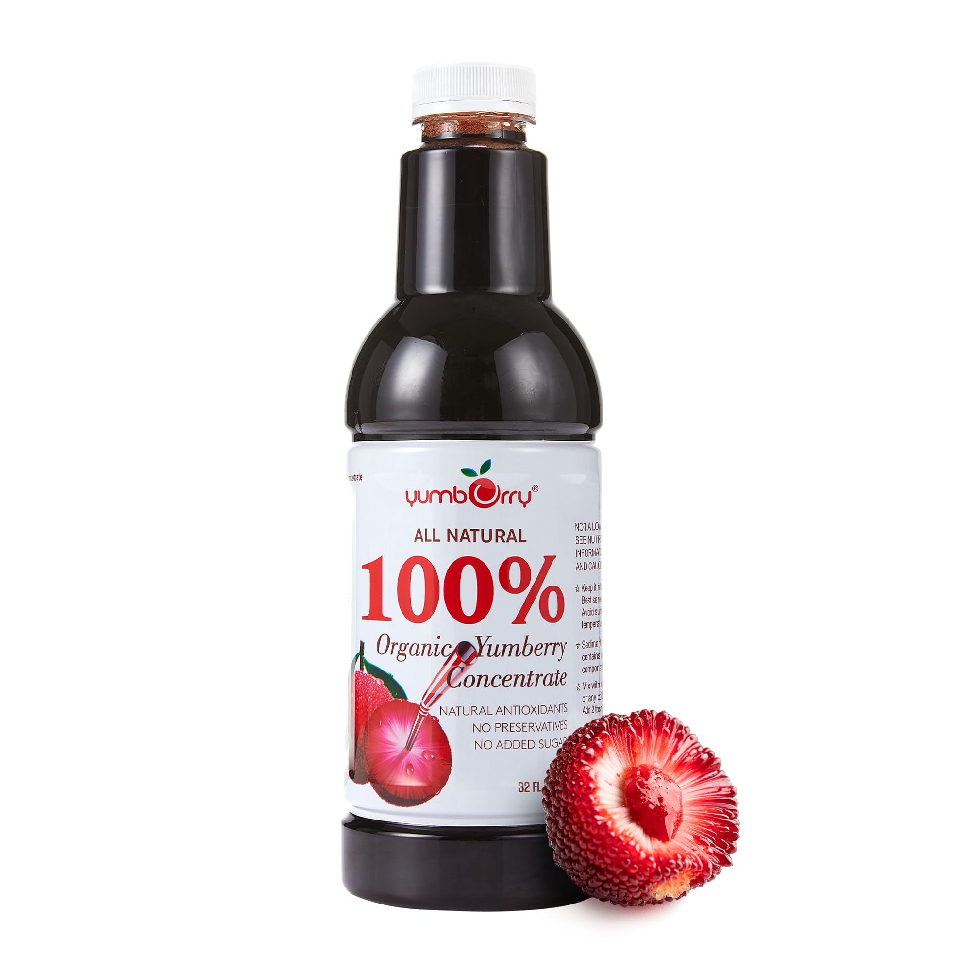 Organic Yumberry Concentrate - 100% Pure Natural Bayberry Juice Syrup, No Added Sugar, Gluten Free, Non-GMO, Vegan Friendly (32oz Bottle) - Perfect for Smoothies, Cocktails, Desserts & Healthy Drinks