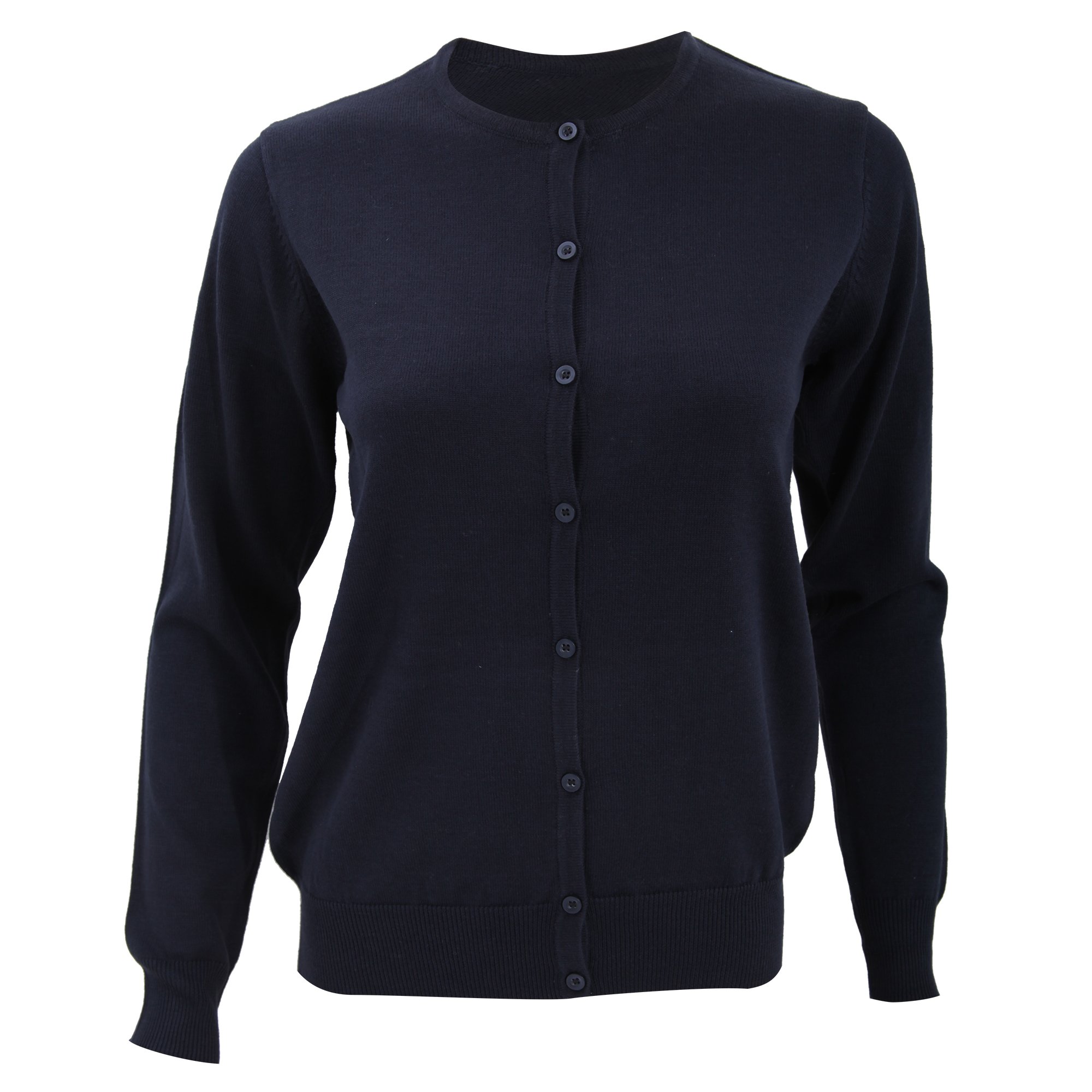 Women's Black Round Neck Cardigan Sweater - Soft Knitwear for Ladies (Size 10 US) - Perfect for Office, Casual Outfits & Fall Layering
