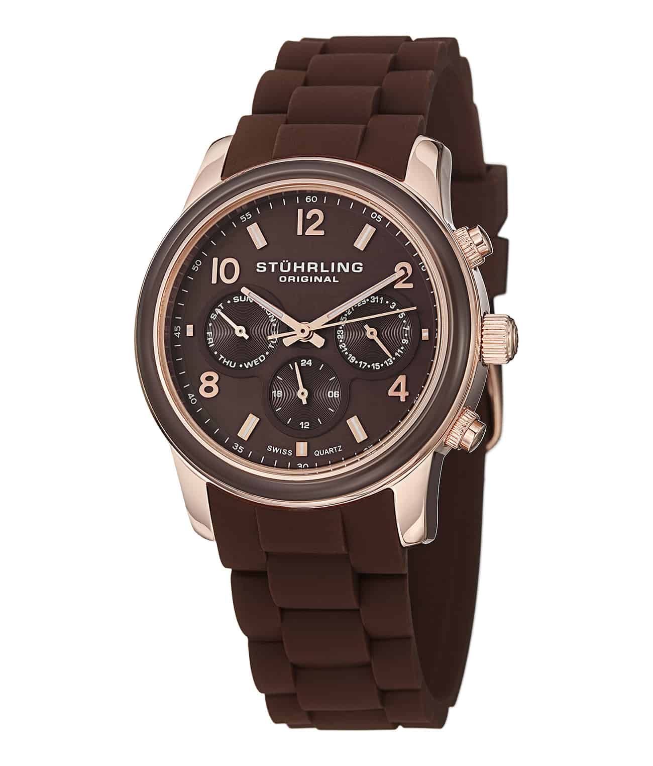 Brown Dial / Rose Case / Brown Silicone Strap Tang Buckle