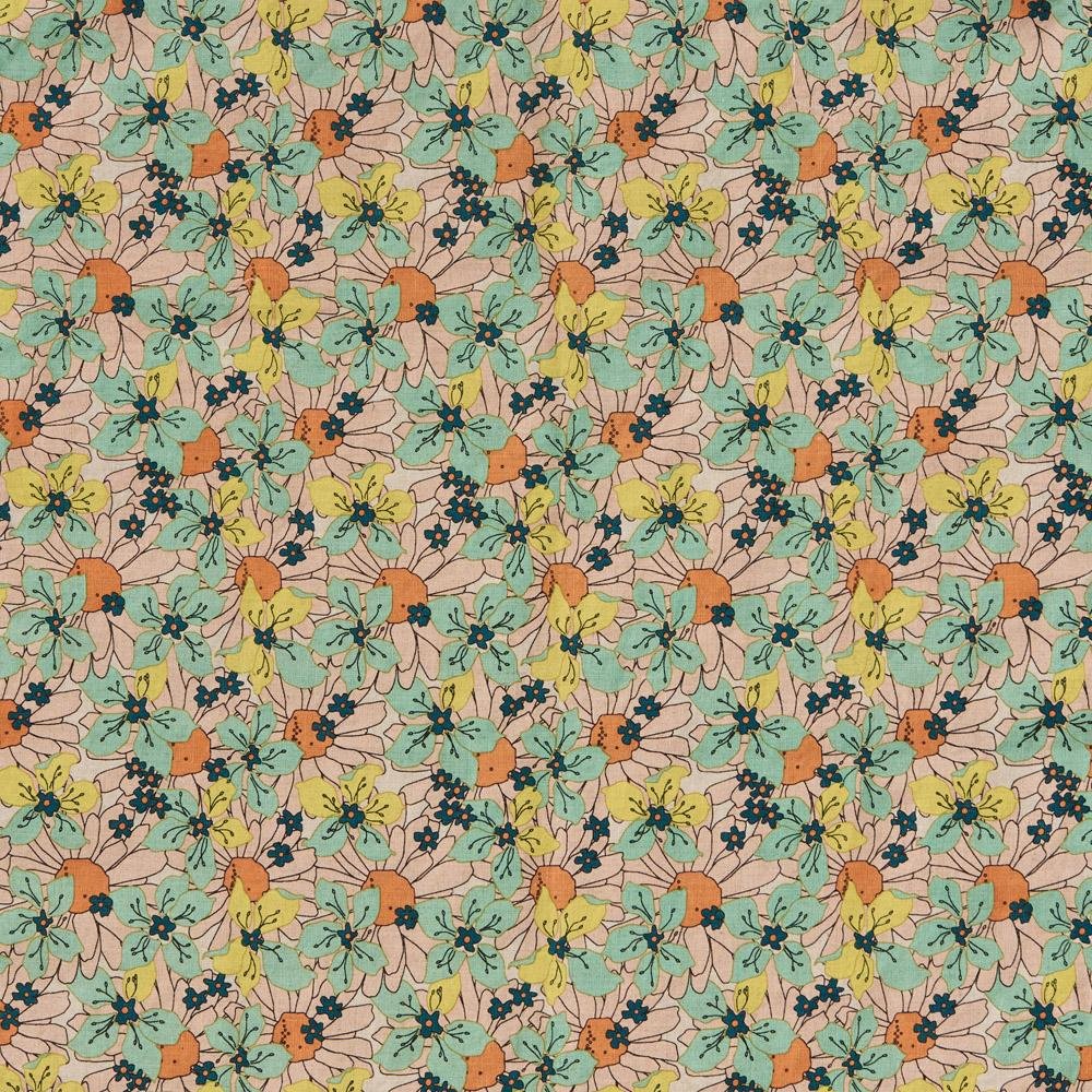 Marcie Floral 100% Linen Fitted Sheet - Queen Size, Breathable & Soft Bed Sheet for Comfortable Sleep - Perfect for Master Bedroom, Guest Room & Vacation Homes