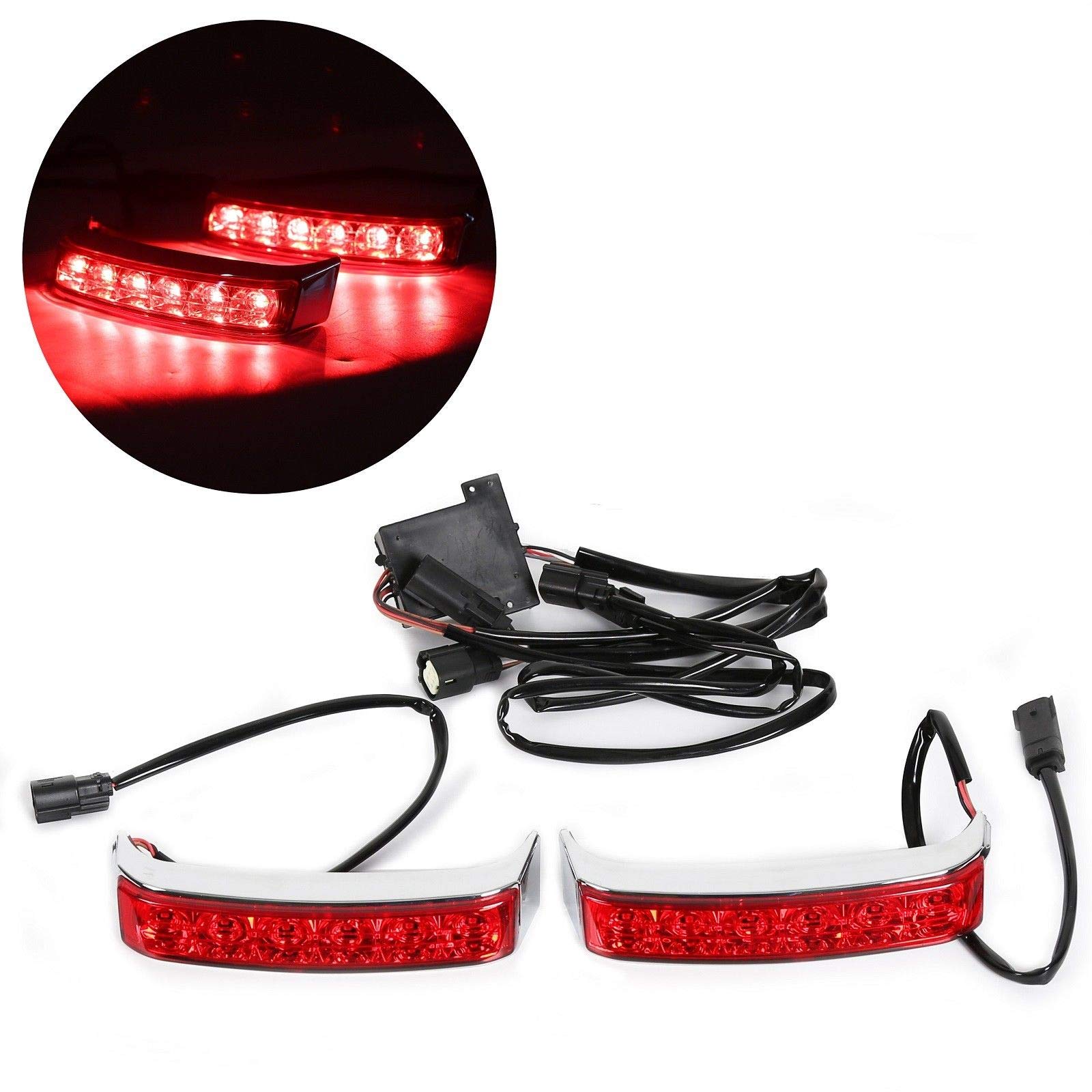 Harley Davidson LED Saddlebag Light - Chrome Housing with Red Lens for 2014-2019 Models | Waterproof Motorcycle Tail Light for Night Riding & Safety Signaling