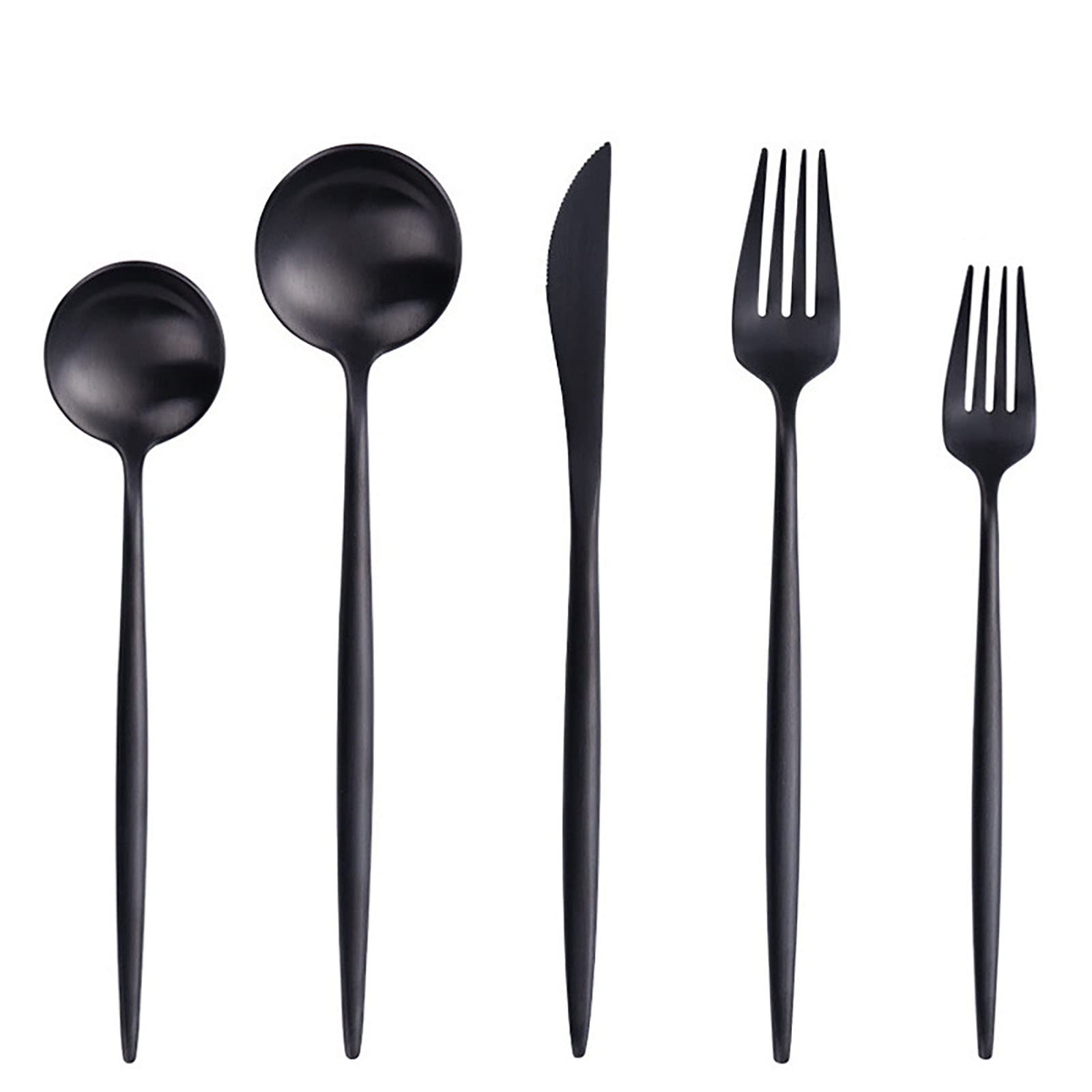 Premium 30-Piece Matte Black Silverware Set - 304 Stainless Steel Flatware Cutlery Set for 6 People - Elegant Kitchen & Dining Utensils - Perfect for Home, Restaurant, Camping & Travel - Dishwasher Safe Durable Cutlery Set
