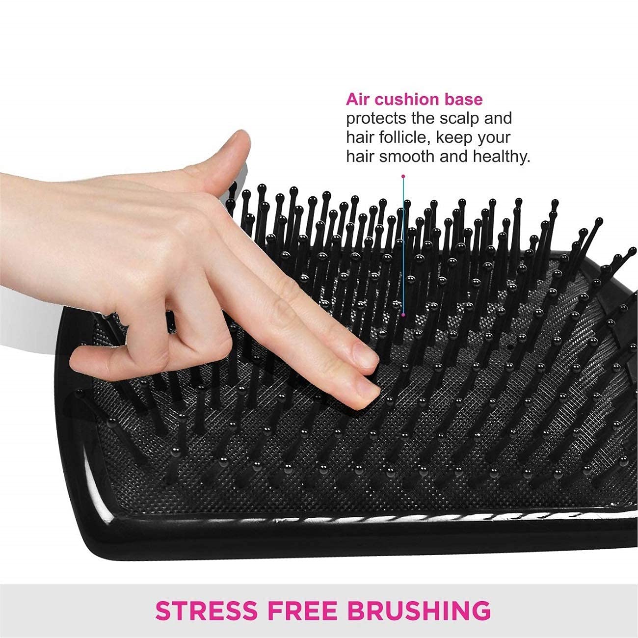MAPPERZ Paddle Hair Brush with Soft Ball Tip Bristles - Professional Hair Straightening & Styling Brush for Men & Women - Detangling & Smoothing Hair for Daily Grooming - Perfect for Home & Salon Use (Black)