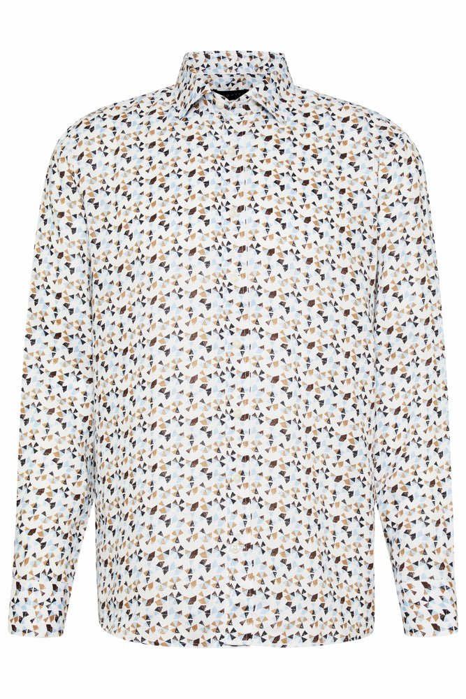 BUGATTI Printed Long Sleeve Shirt for Men - Stylish Casual Multi-Color Fashion Top - Perfect for Office, Dating & Everyday Wear