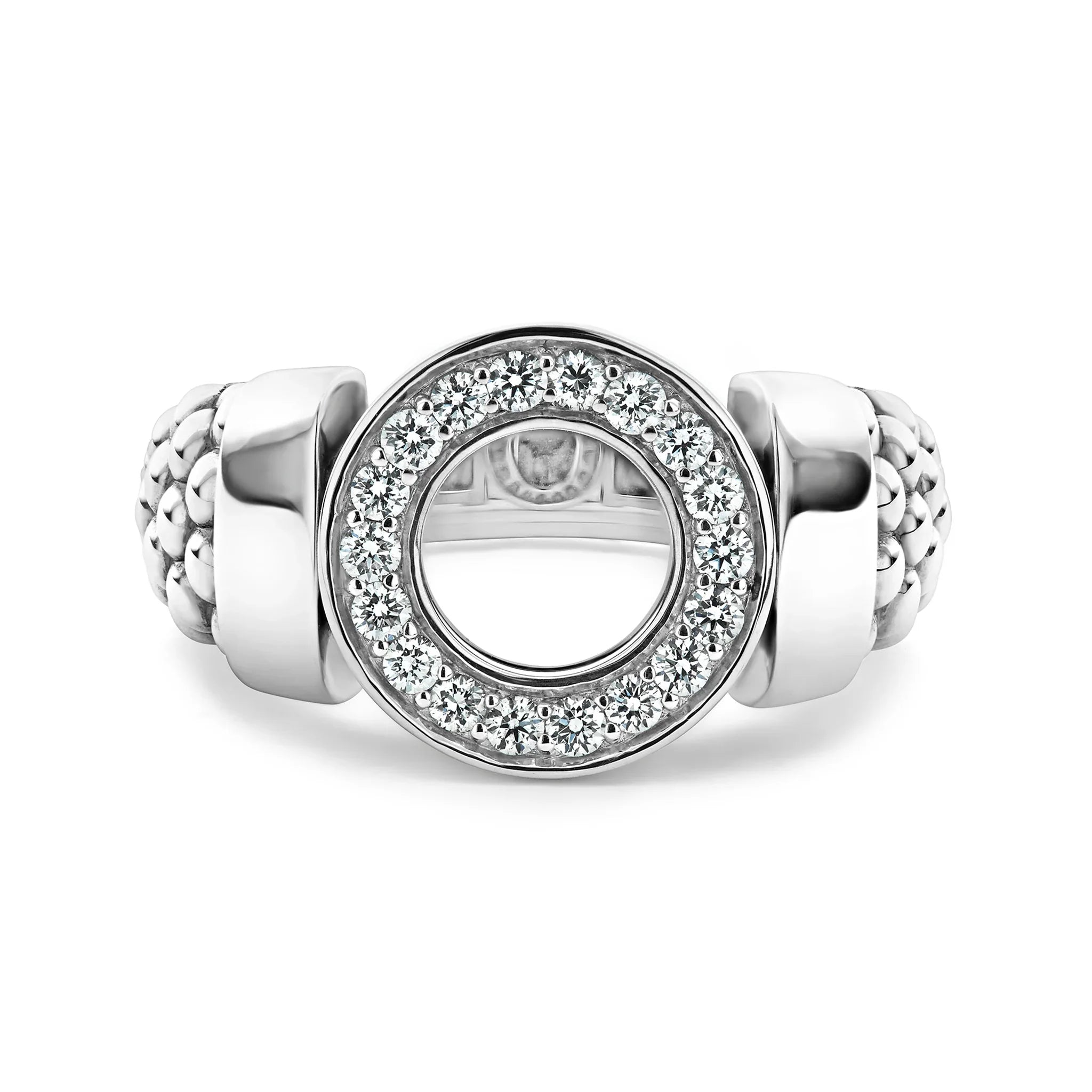 Exquisite Diamond Circle Caviar Ring for Women - 14K White Gold Elegant Stackable Band - Perfect for Anniversary, Engagement & Everyday Luxury Jewelry