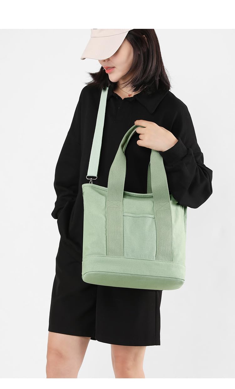 Zippered Multi-Pocket Canvas Tote Bag - Crossbody & Shoulder Bag for Travel & Shopping