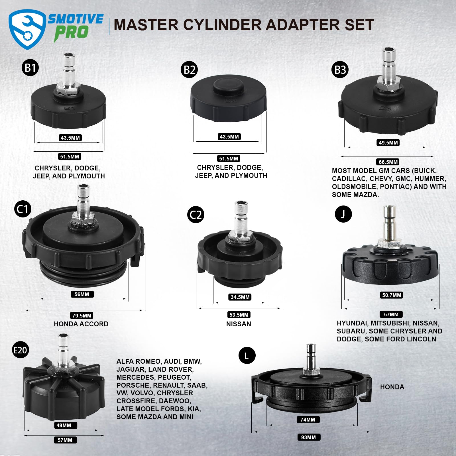 12-Piece Professional Brake Master Cylinder Bleeder Kit - Universal Brake Bleeder Adapter Set for Most Vehicles - Perfect for DIY Brake Maintenance & Fluid Replacement