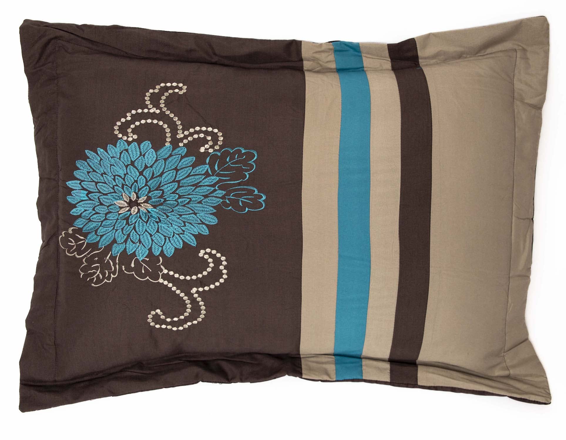 Brown Teal Floral Comforter Set - Full Size Bedding for Cozy Home Decor