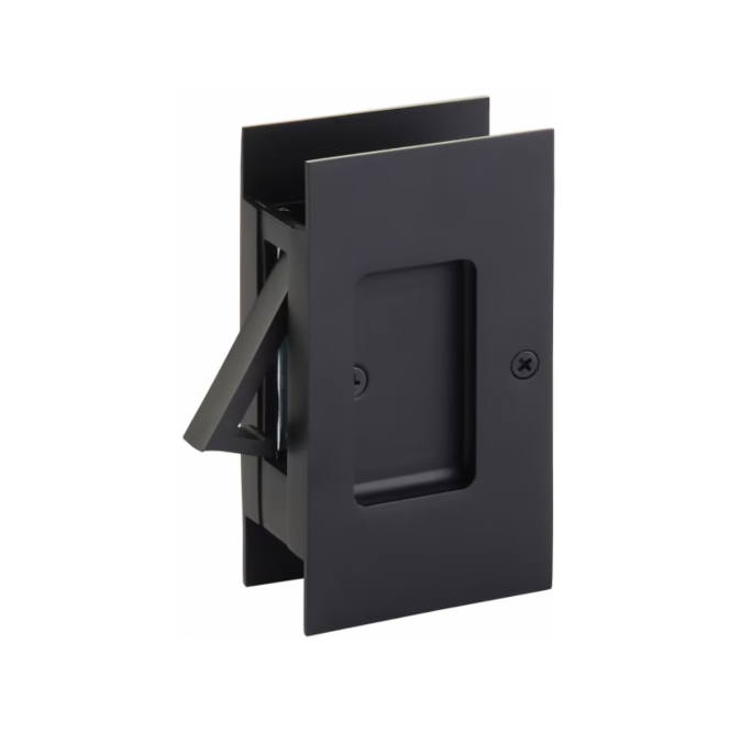 Matte Black Pocket Door Lock - 4 1/2 Inch Large Bathroom Privacy Lock Hardware for Sliding Doors & Closets | Durable & Stylish Home Security Solution