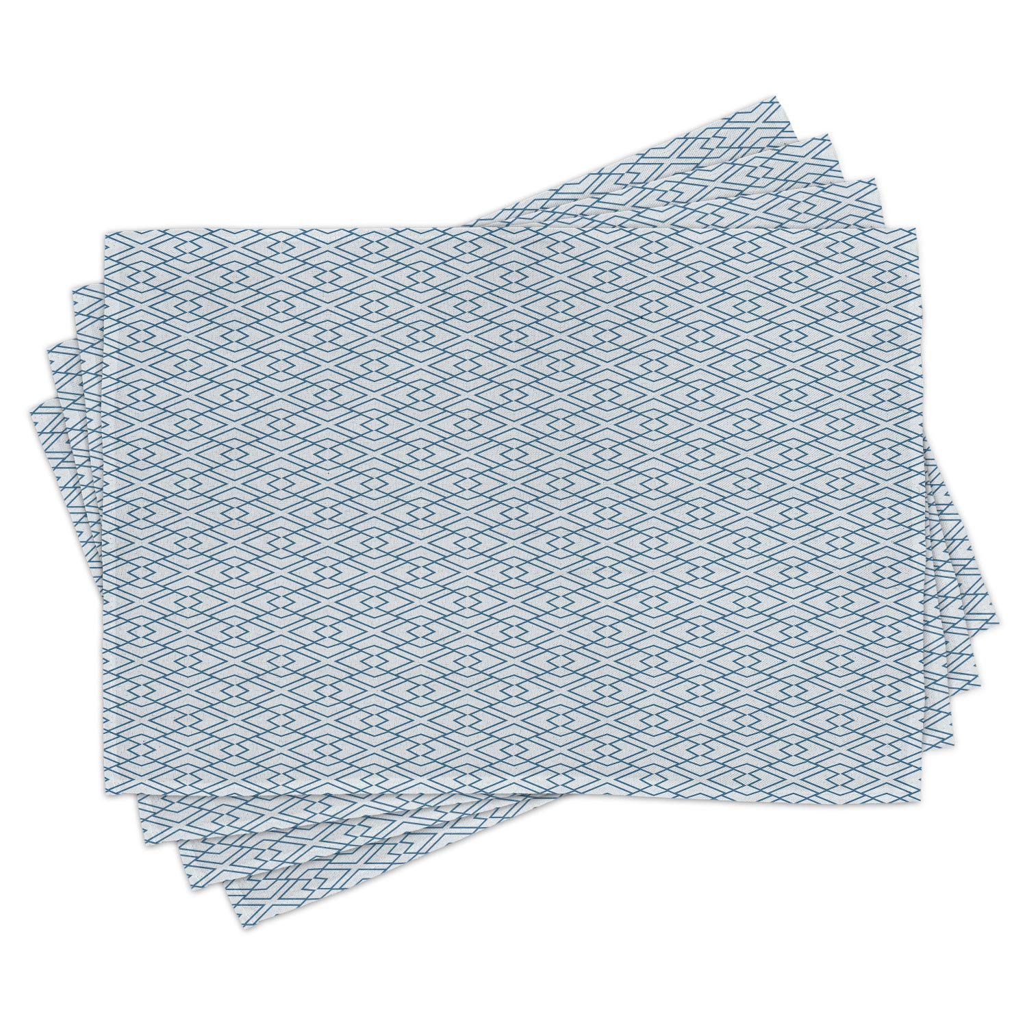 Ambesonne Japanese Style Place Mats Set of 4 - Retro Blue Floral Square Design with Lace Detailing, Washable Fabric Table Mats for Dining Room & Kitchen Decor (Blue & White) - Perfect for Asian-Themed Dinner Parties and Everyday Table Setting