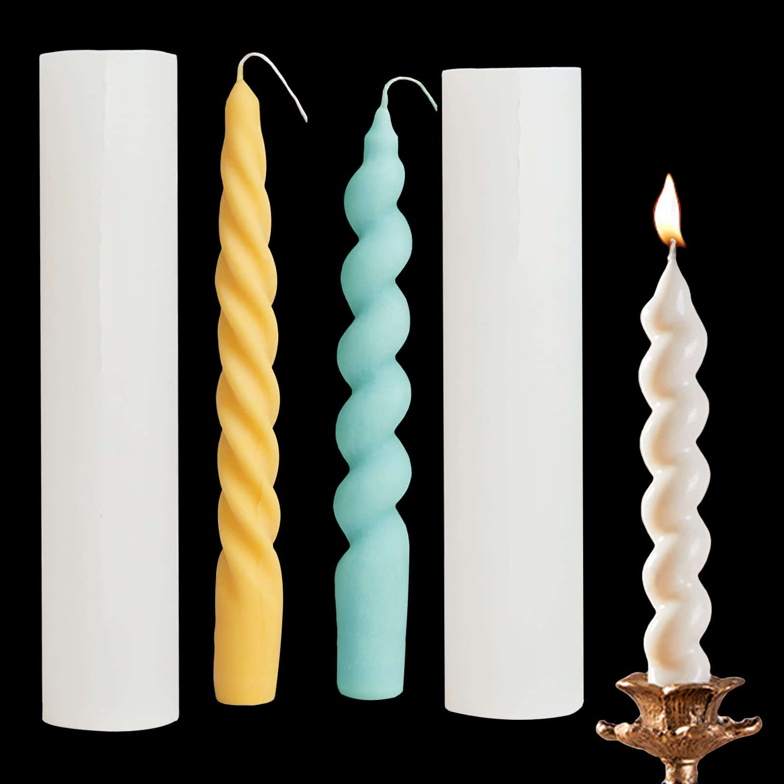 2PCS Long Twisted Silicone Candle Molds for DIY Aromatherapy Candles, Soap & Wax Making - 3D Pillar Candle Molds, Epoxy Resin Casting Molds for Unique Handmade Crafts - Perfect for Home Decor, Gifts & Relaxation Therapy
