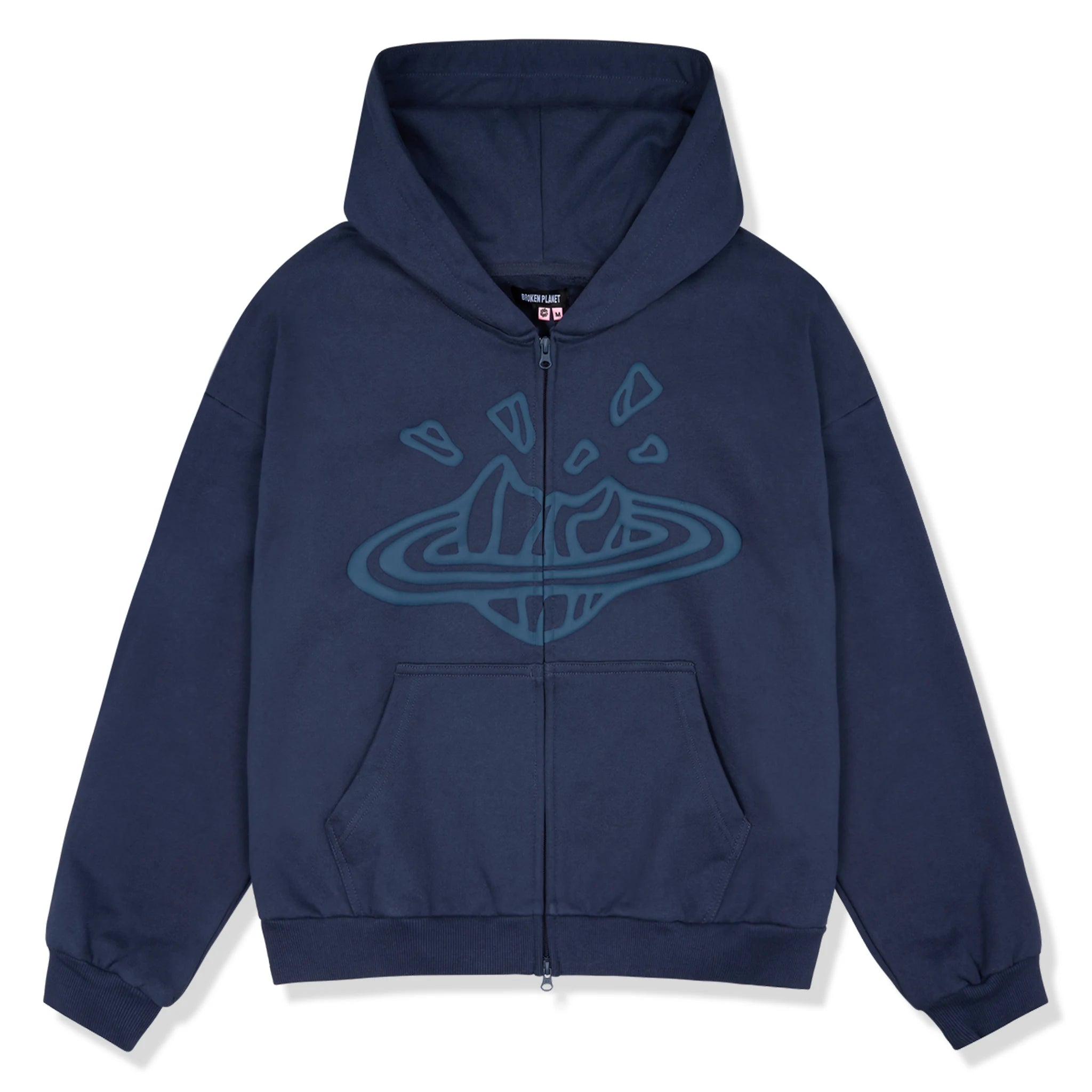 Broken Planet Zip Up Hoodie for Men & Women - Deep Navy Blue Pullover Fleece Jacket - Casual Streetwear for Everyday Wear, Gym, and Outdoor Activities