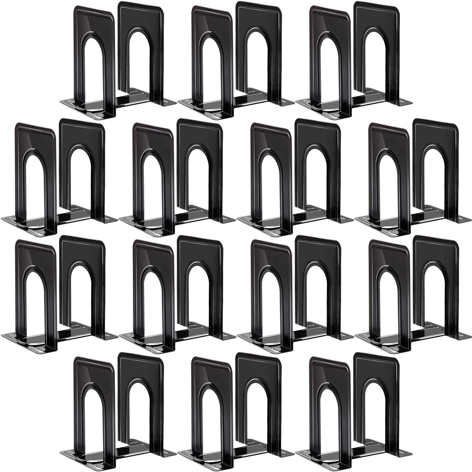 HappyHapi Heavy Duty Metal Bookends - 28 Pack for Office, Home & Library - Sturdy Book Supports for Shelves & Heavy Books - Perfect for Organizing Textbooks, Cookbooks & Decorative Displays