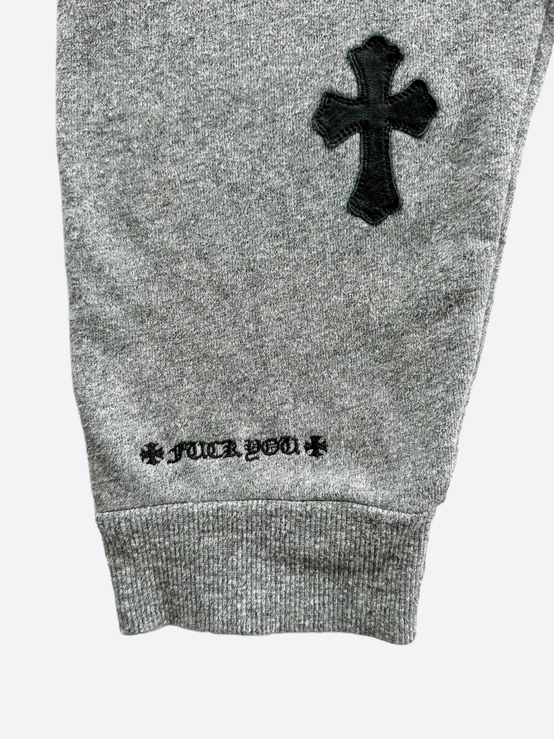 Chrome Hearts Grey & Black Cross Patch Hoodie for Men & Women - Gothic Streetwear Fashion for Casual Wear & Layering