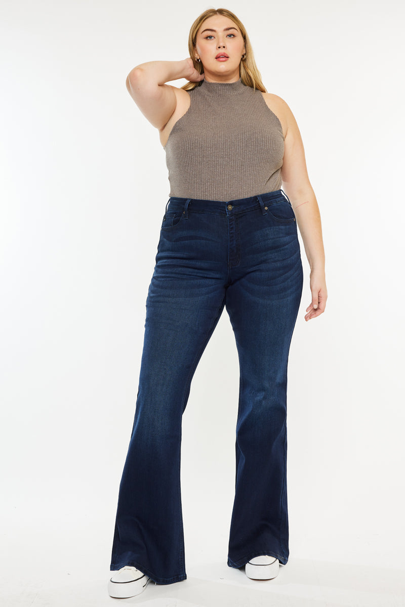 Anna Mid Rise Flare Jeans for Women - Plus Size Stretch Denim Pants, Comfortable & Trendy Bootcut Jeans - Perfect for Casual Wear, Office & Date Nights