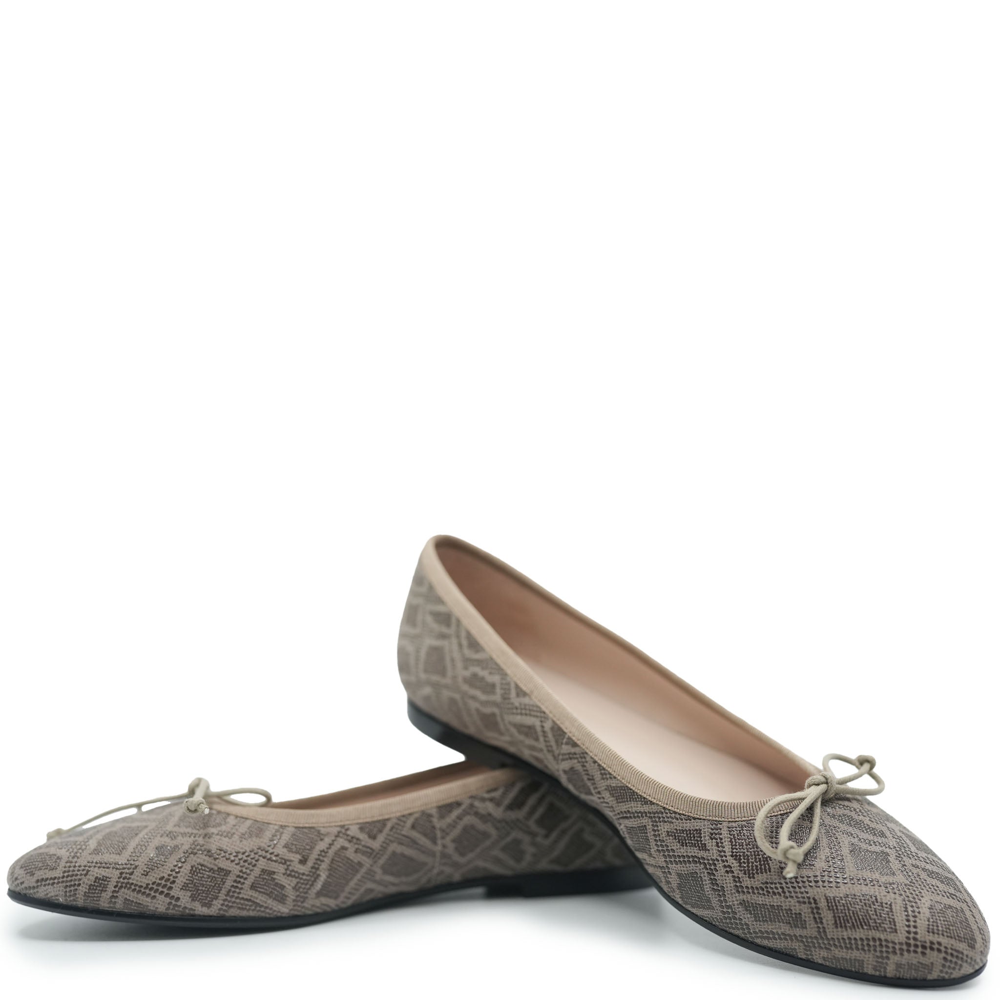 Beberlis Women's Taupe Snake Print Ballet Flats - Comfortable Slip-On Shoes for Work, Casual & Travel