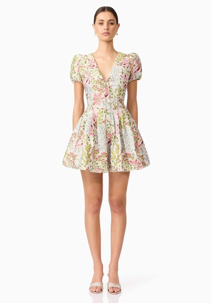 Floral Puff Sleeve Mini Dress for Women - Elegant Summer Party Cocktail Dress | Perfect for Weddings, Dates & Special Occasions