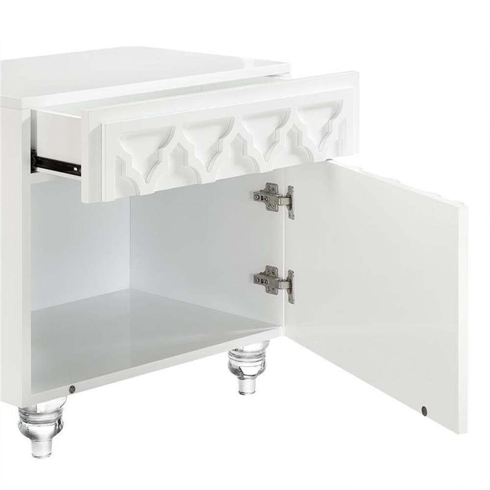 Modern White 1-Drawer Nightstand - Minimalist Bedside Table for Bedroom, Guest Room & Nursery - Compact Storage Solution with Smooth Gliding Drawer