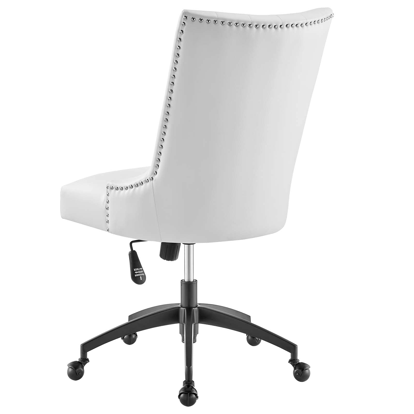 Ergonomic Computer Work Desk Chair - Faux Vegan Leather Office Chair in Black & White - Modern Contemporary Home Office Chair for Long Hours Sitting - Perfect for Remote Work, Gaming & Study Sessions