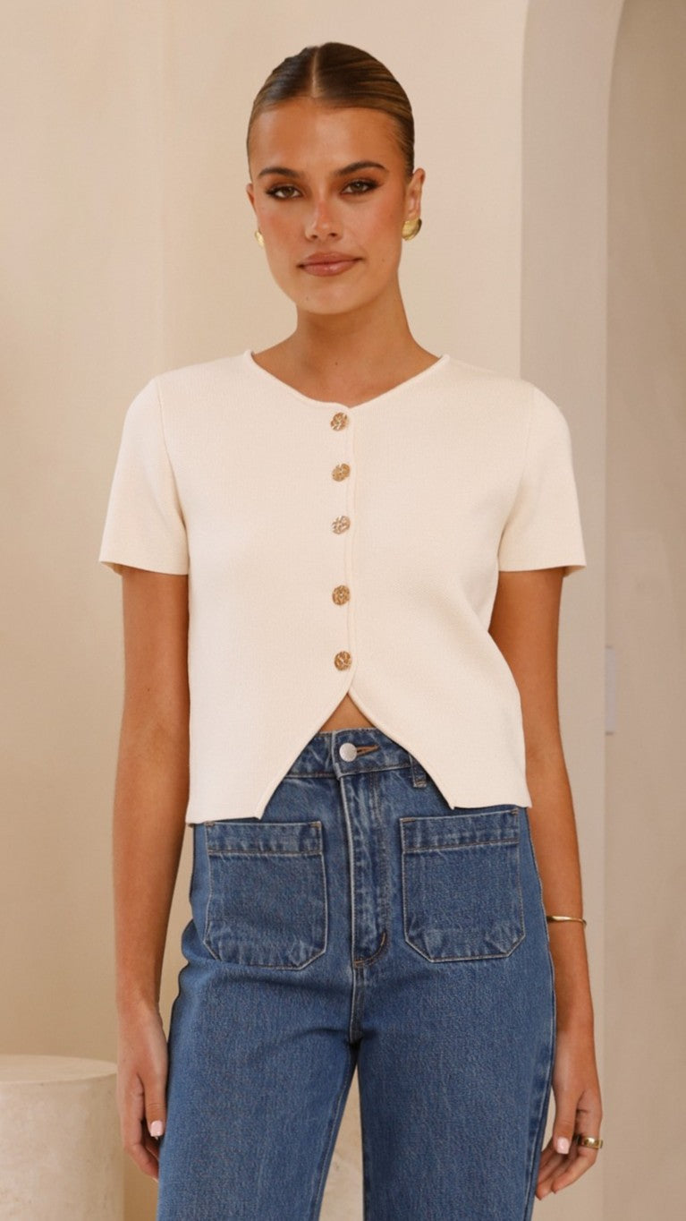 Calile Women's Cream Top - Soft & Comfortable Blouse for Casual Wear, Office & Date Night Outfits