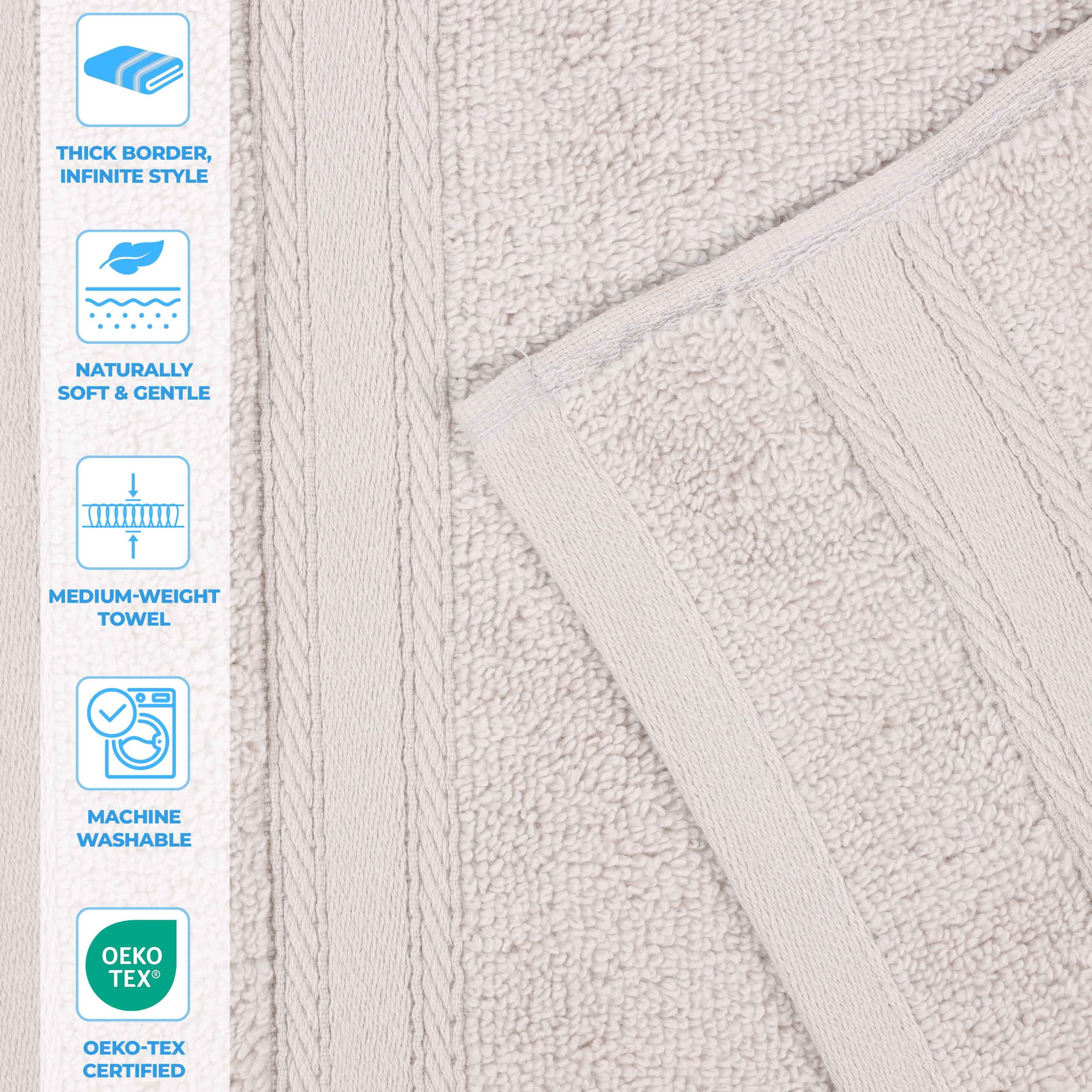 Belmont Zero Twist Cotton Medium Weight Absorbent 3-Piece Bath Towel Set | Soft & Quick-Drying | Perfect for Bathroom, Spa & Gym Use
