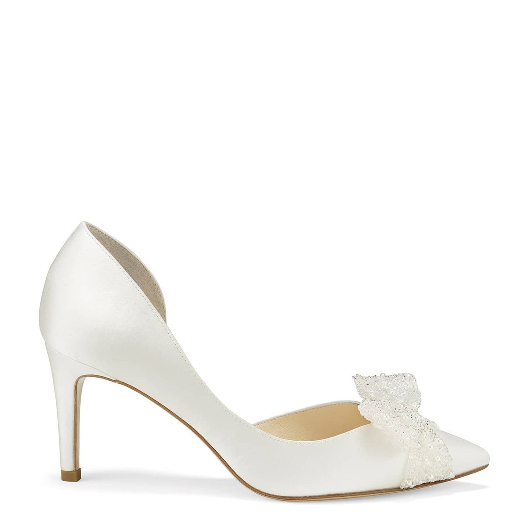 Dorothy D'Orsay Wedding Bow Pump Shoes – Elegant Bridal Heels for Women, Perfect for Weddings, Prom, and Formal Events