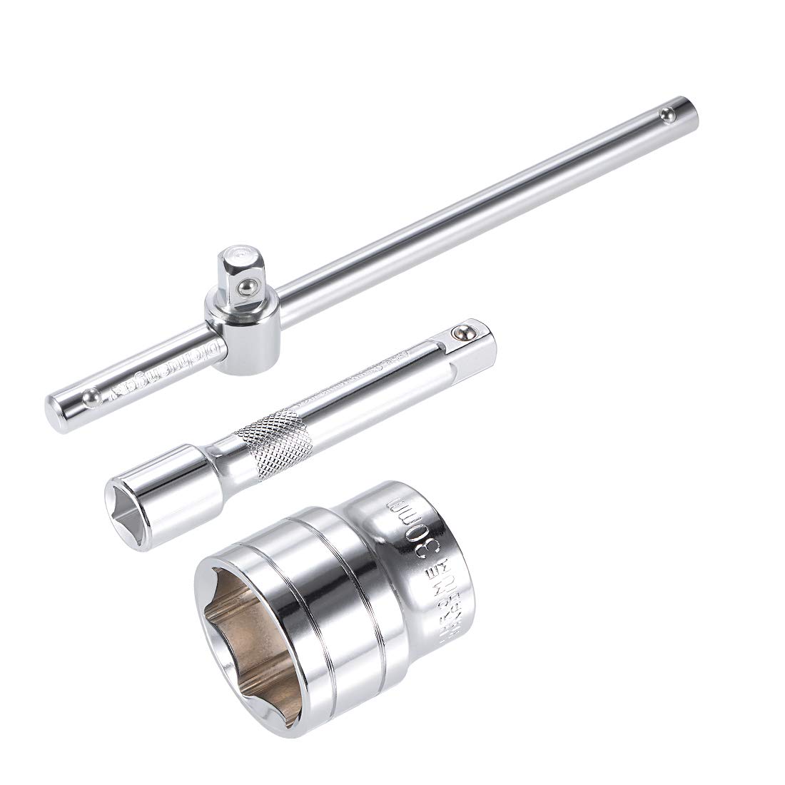 uxcell 3-Piece Socket Accessory Set - 30mm 6-Point Shallow Socket, 10