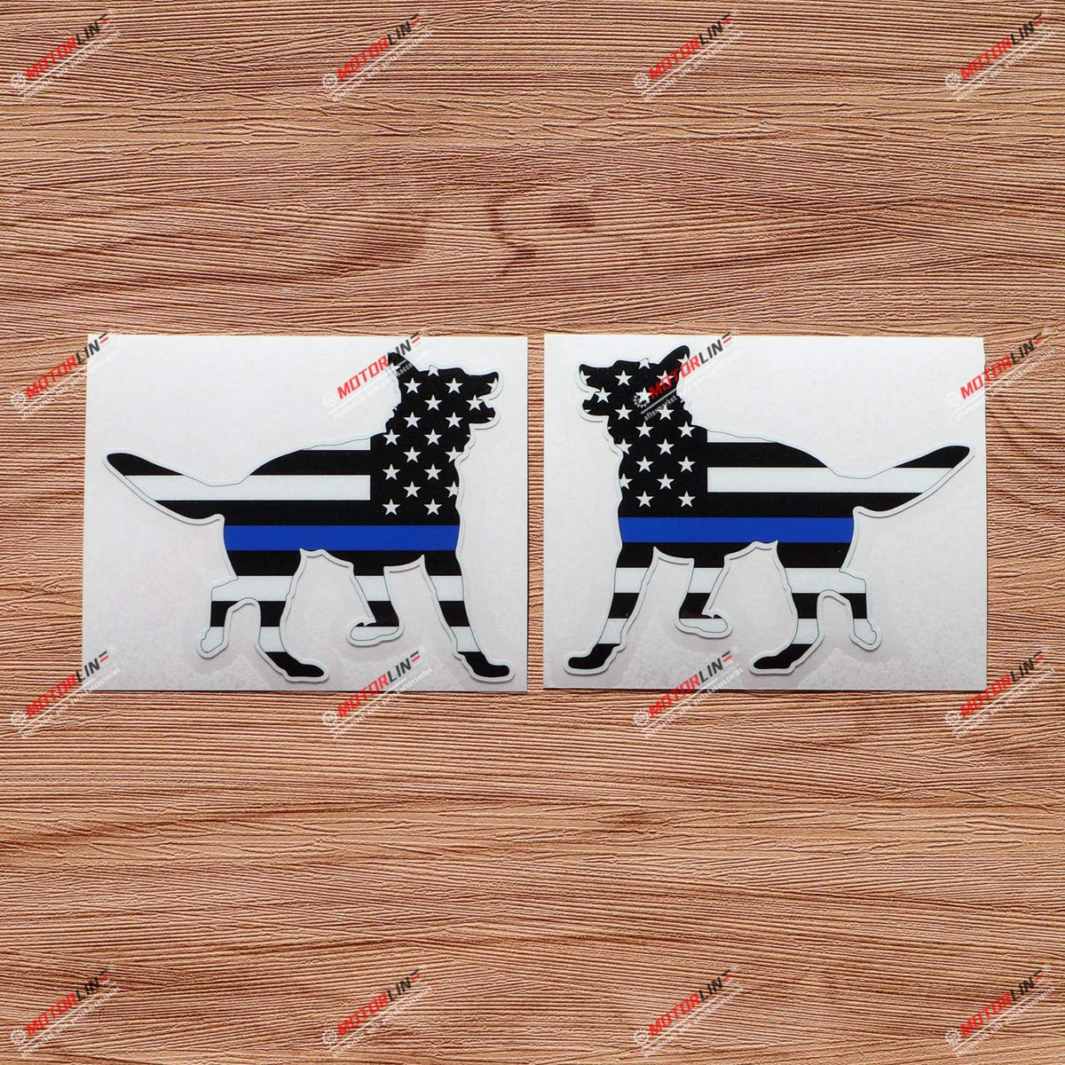 German Shepherd K9 Unit Thin Blue Line Black Flag Vinyl Decal Sticker - 4 Inch Glossy Pair with Mirror Image - Perfect for Cars, Boats, Laptops & Police Support Accessories