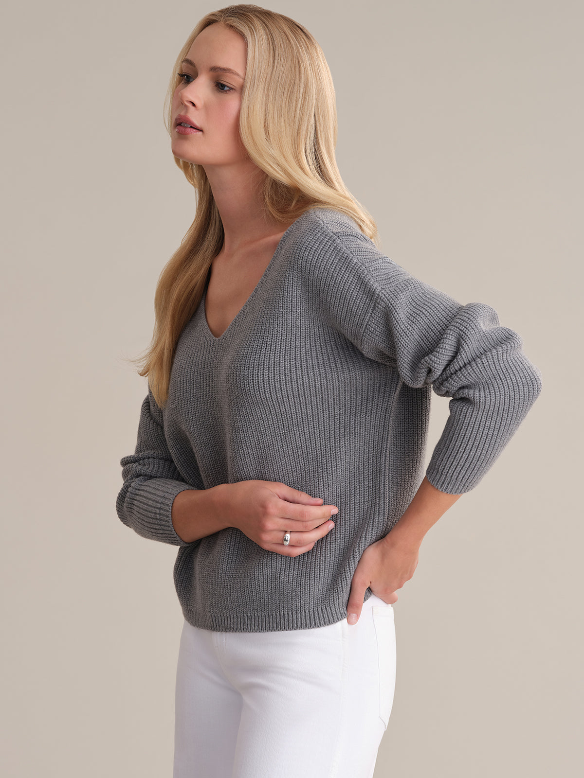 Ava Women's V-Neck Shaker Stitch Cotton Sweater - Soft Casual Knit Pullover for Fall & Winter - Perfect for Office Wear, Date Nights and Cozy Weekends