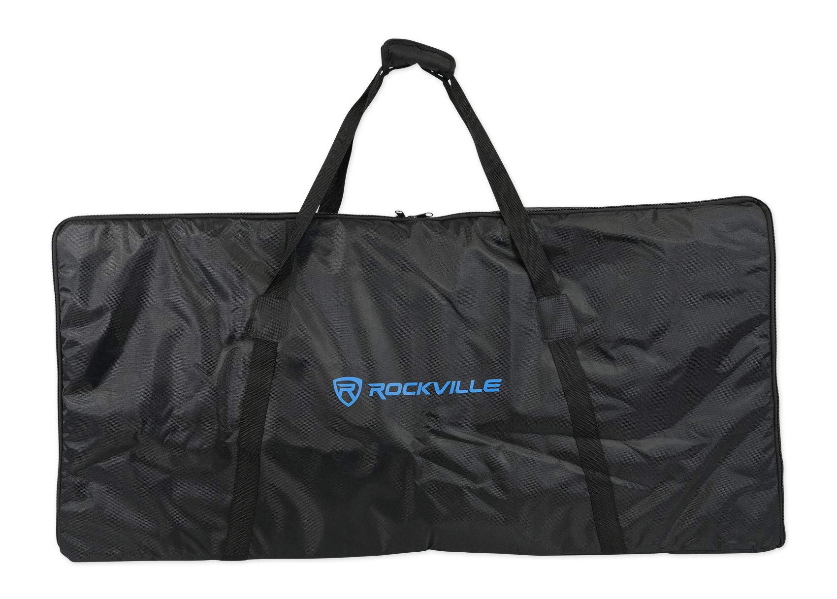 Rockville ROCKBOOTH Professional DJ Booth Facade with 2 Scrims & 2 Lights - Portable Outdoor Backyard Party Setup for Weddings, Events & Nightclubs