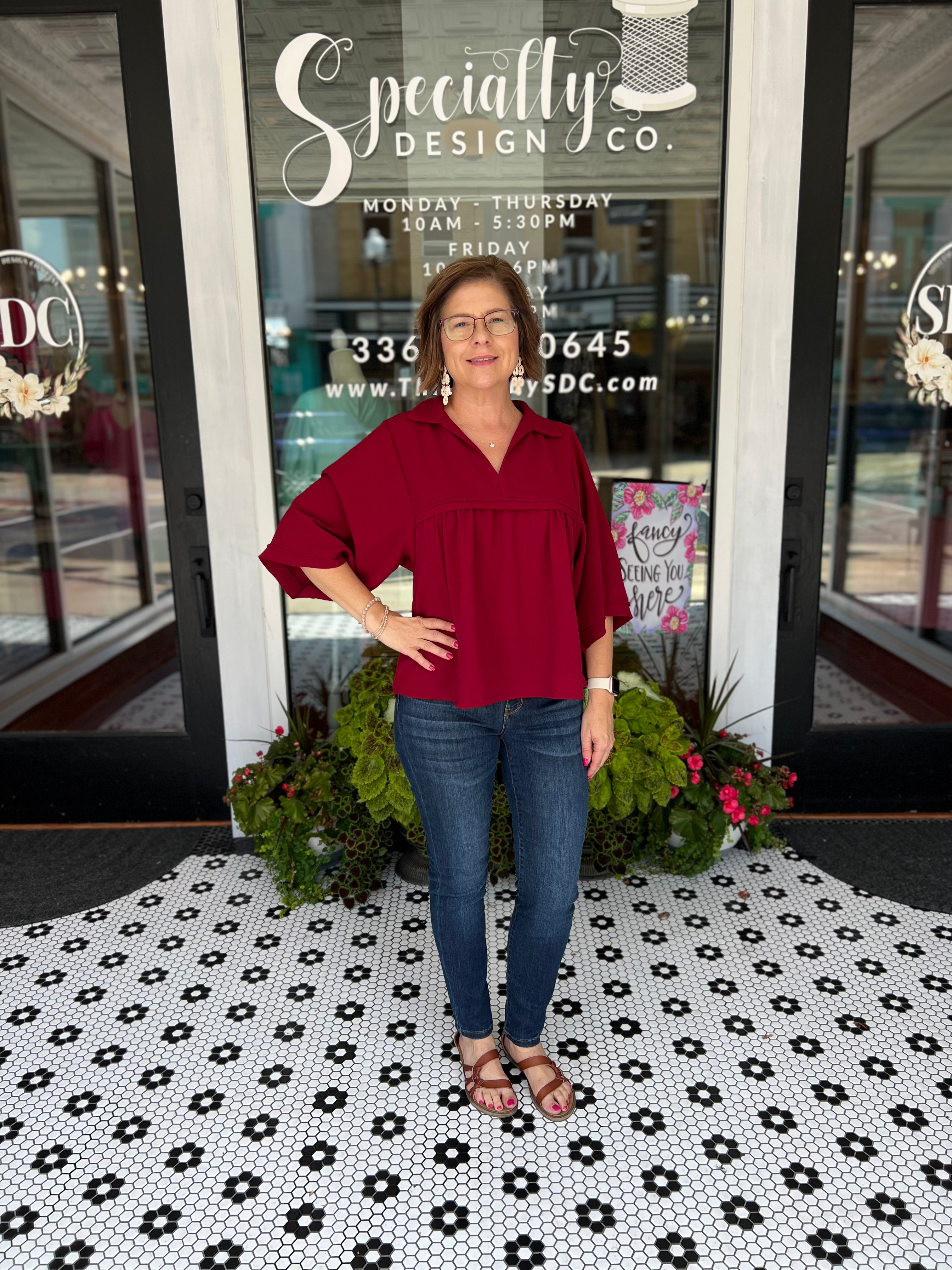 Stylish Burgundy Collared Top for Women - Perfect for Office Wear & Casual Outfits | Fashionable & Comfortable