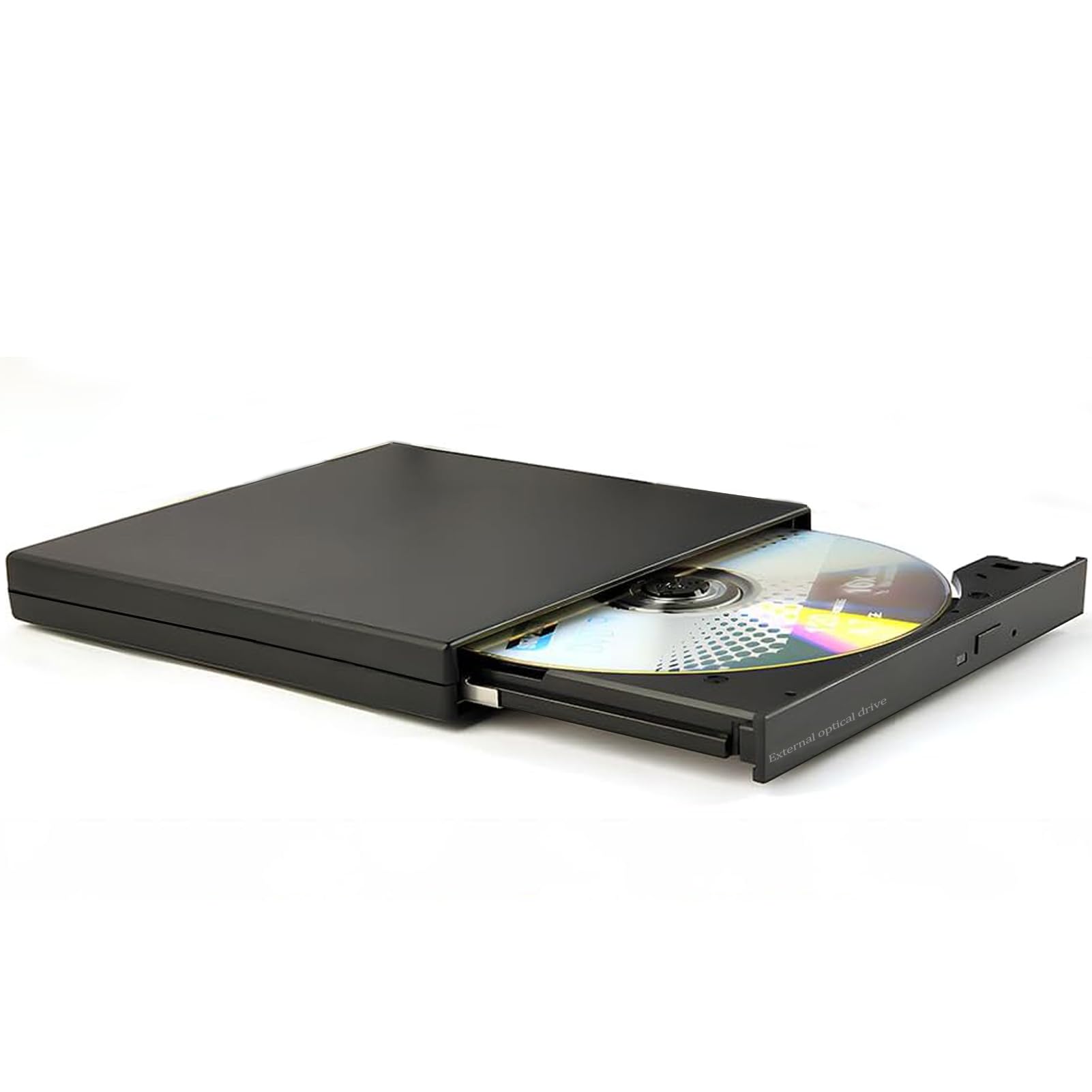Portable USB External CD/DVD Drive Burner - Slim Optical Disc Drive with Type-C Adapter for Laptop, PC, Macbook (Windows 11/10/8/7, Linux, Mac OS) - Perfect for Data Backup, Movie Playback & Software Installation