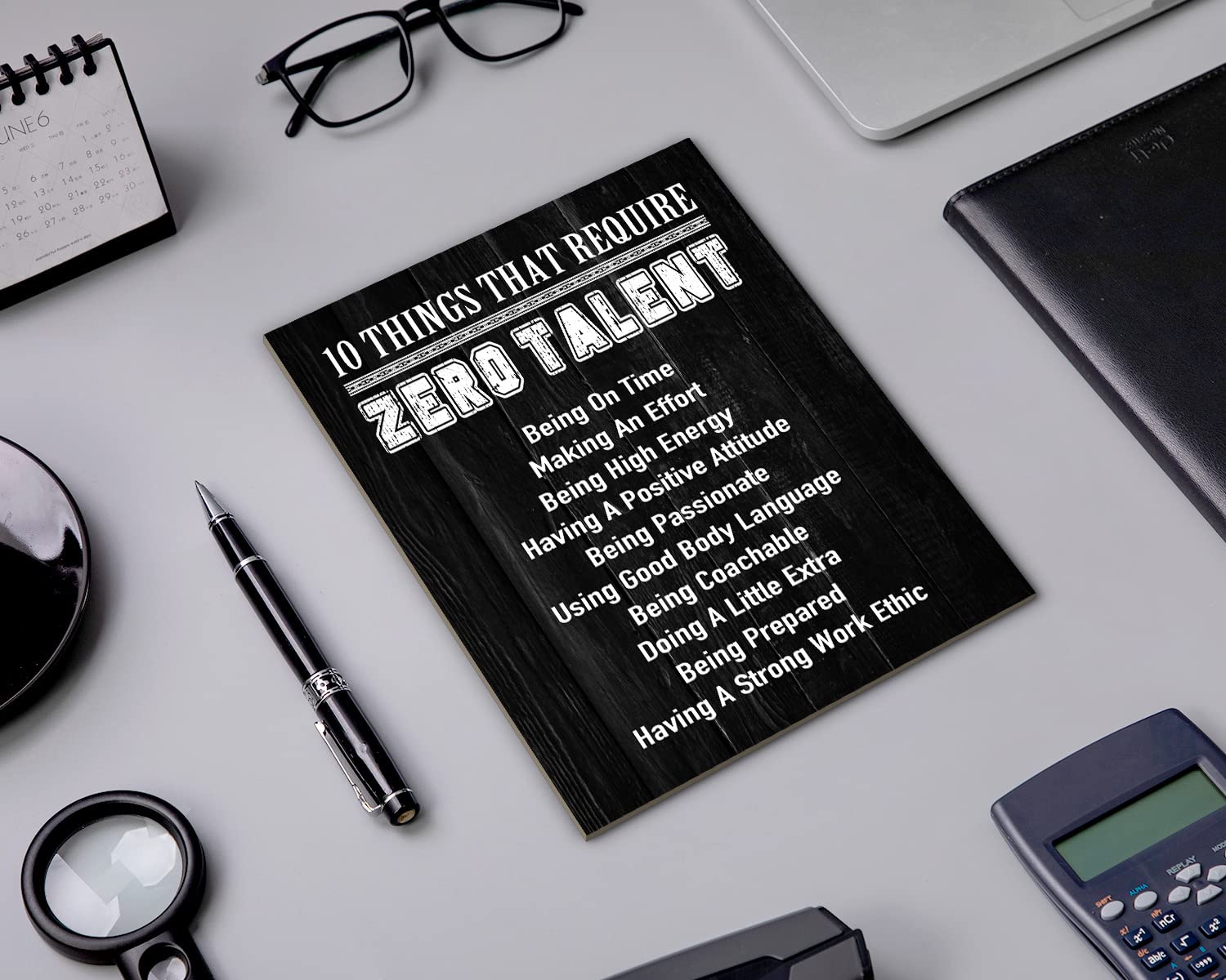 Artinme 10-Piece Motivational Wooden Wall Art Set - Inspirational Office & Home Decor, 8x10 Inch Black Wood Signs Plaques for Workplace, Living Room & Bedroom Wall Decoration