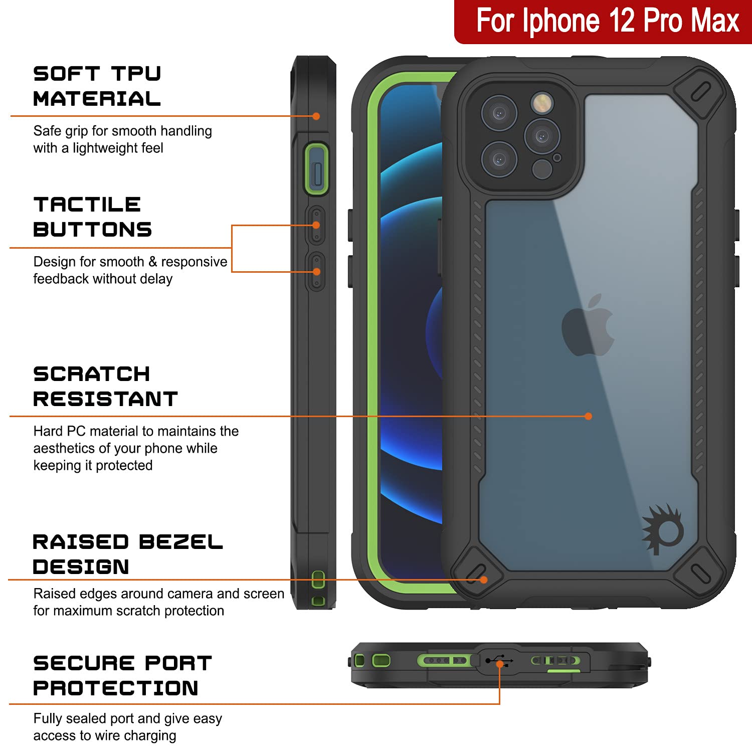 **Punkcase Waterproof Case for iPhone 12 Pro Max (6.7