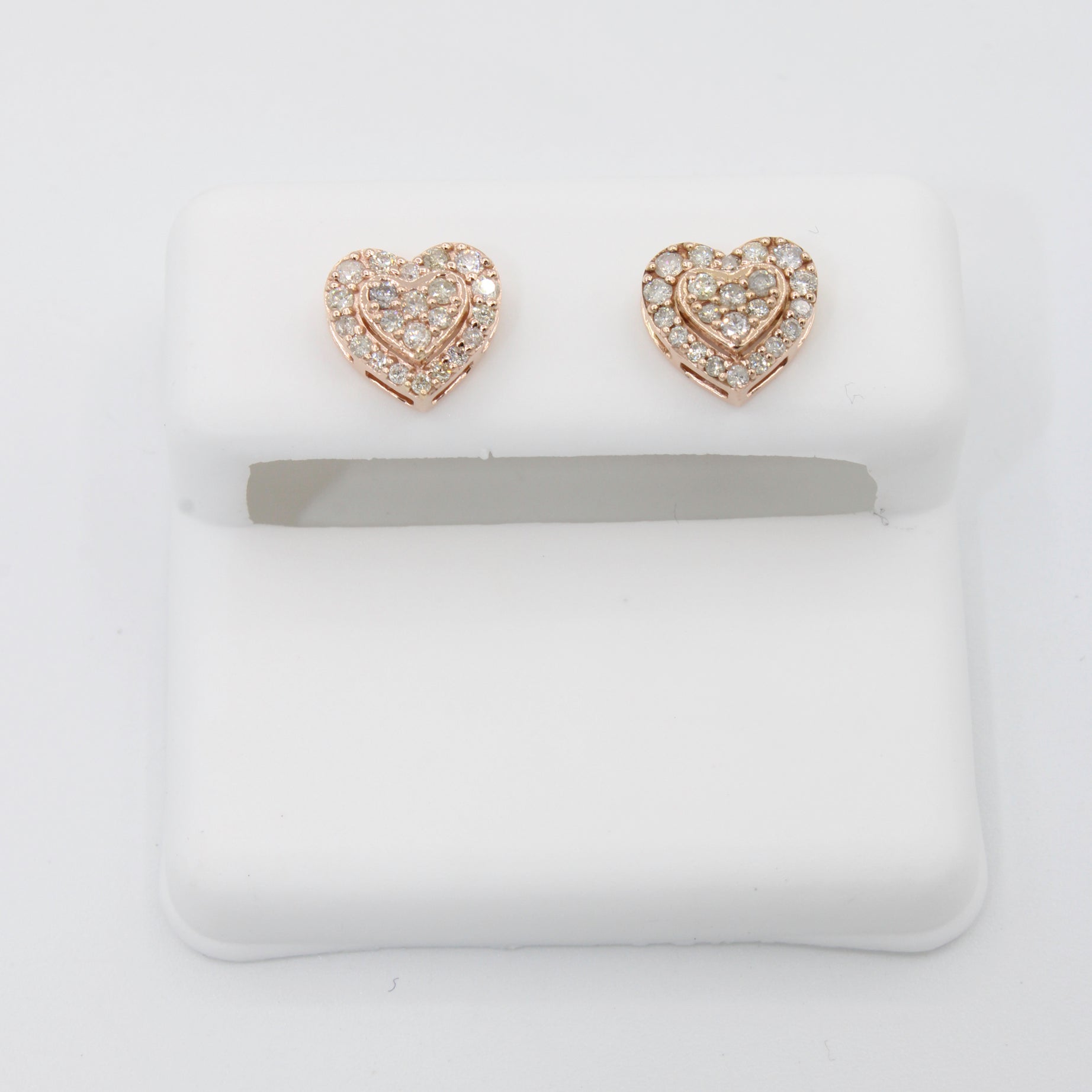 14K Gold 7.5MM Heart-Shaped Diamond Stud Earrings for Women - Valentine's Day Gift, Anniversary Present & Romantic Occasions | JTJ™ Jewelry