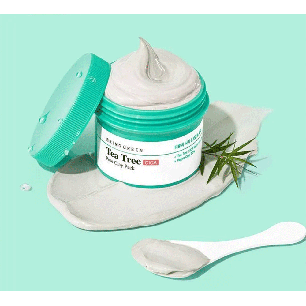 BRING GREEN Tea Tree Cica Pore Clay Mask 120g - Deep Cleansing & Pore Minimizing Facial Treatment for Acne-Prone Skin | Perfect for Weekly Detox & Self-Care Routine