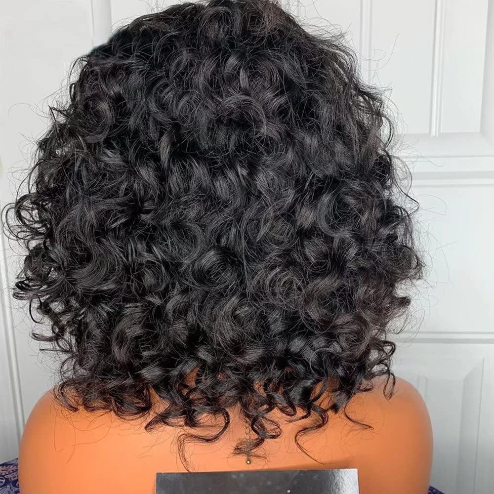 13x6 HD Invisible Lace Front Wig | Brazilian Remy Human Hair | Short Curly Bob with Deep Side Part | 150% Density 14 Inch | Glueless & Transparent Lace | Perfect for Daily Wear, Parties & Cosplay
