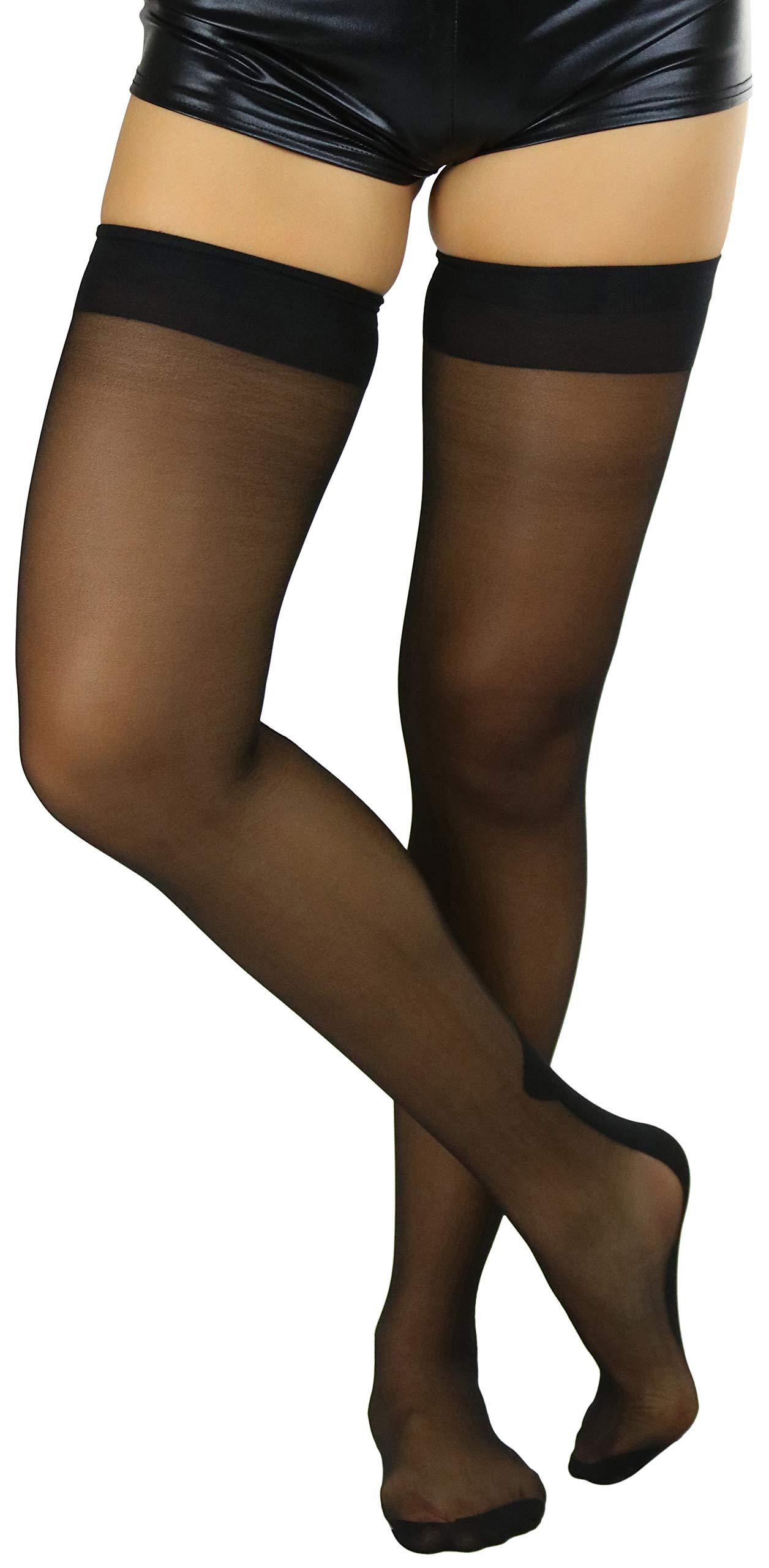 ToBeInStyle Nylon Two-Toned Cuban Heel Closed-Toe Stockings for Women - Vintage Style Hosiery for Evening Dresses, Date Nights & Special Occasions