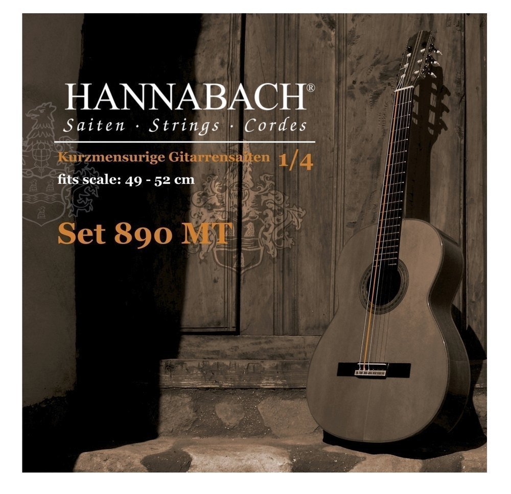 Hannabach 890MT Classical Guitar Strings for 1/4 Size Children's Guitar (49-52cm Scale) - 2 G-Strings Included - Premium Nylon Strings for Young Beginners - Perfect for Music Lessons, Practice & Performances