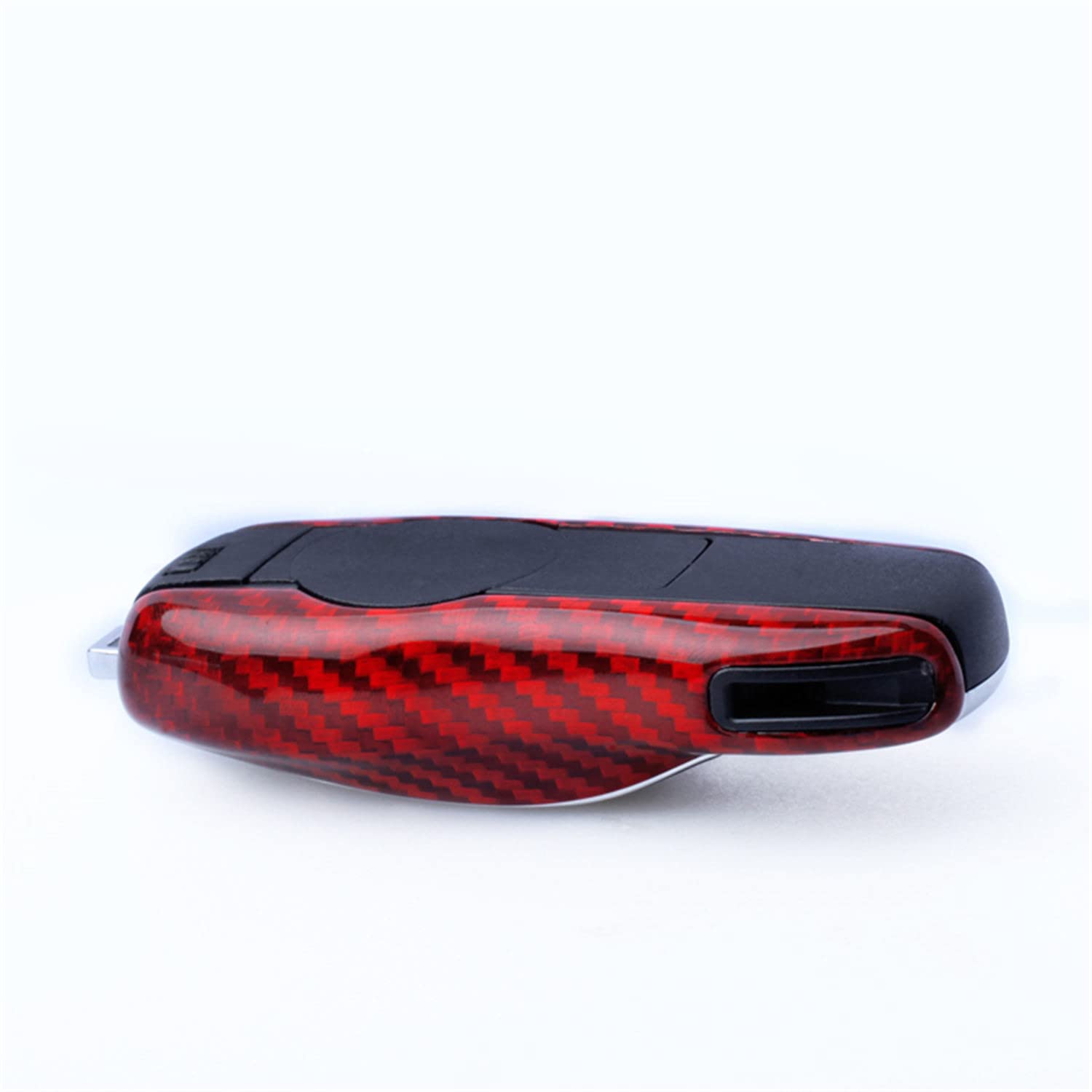 Premium Carbon Fiber Key Fob Cover for Porsche 718/911/918 Spyder/Boxster/Cayenne/Cayman/Macan/Panamera - Glossy Red Replacement Key Case Protector | Car Key Protection for Daily Use & Luxury Vehicle Security