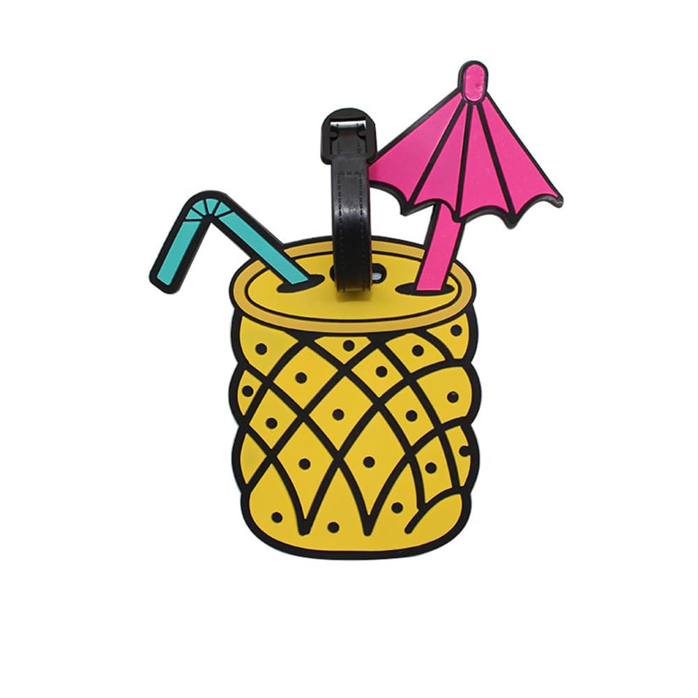 Funny Pineapple Juice Silicone Luggage Tag - Cute Personalized Suitcase Identifier for Women & Men Travel Accessories | Perfect for Vacation, Business Trips & Cruise Ship Luggage