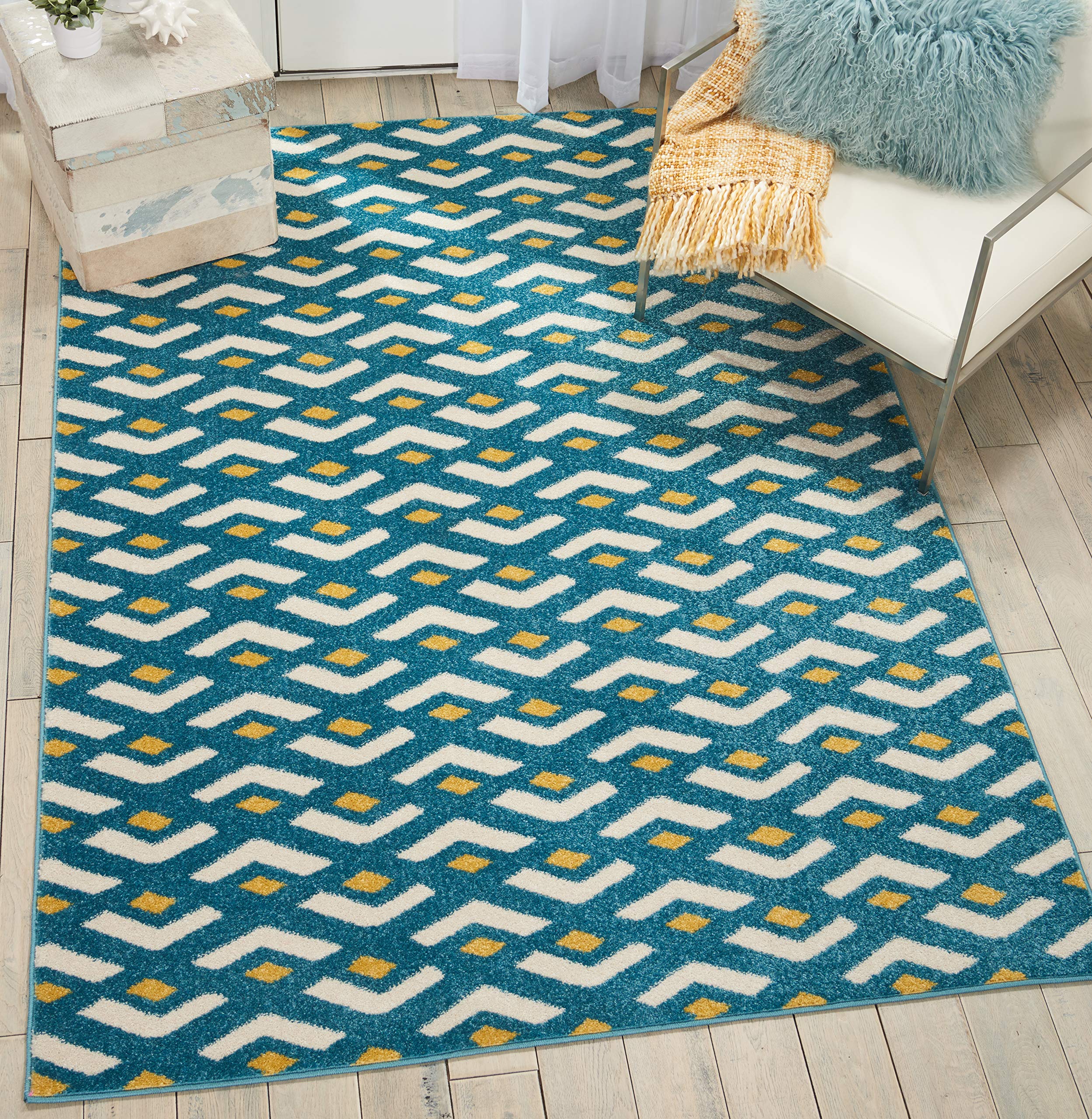 Nourison Harper Contemporary Blue 8' x 10' Area Rug - Easy Cleaning, Non-Shedding, Stain Resistant - Perfect for Bedroom, Living Room, Dining Room & Kitchen Decor (8x10) - Ideal for High Traffic Areas and Cozy Home Atmosphere