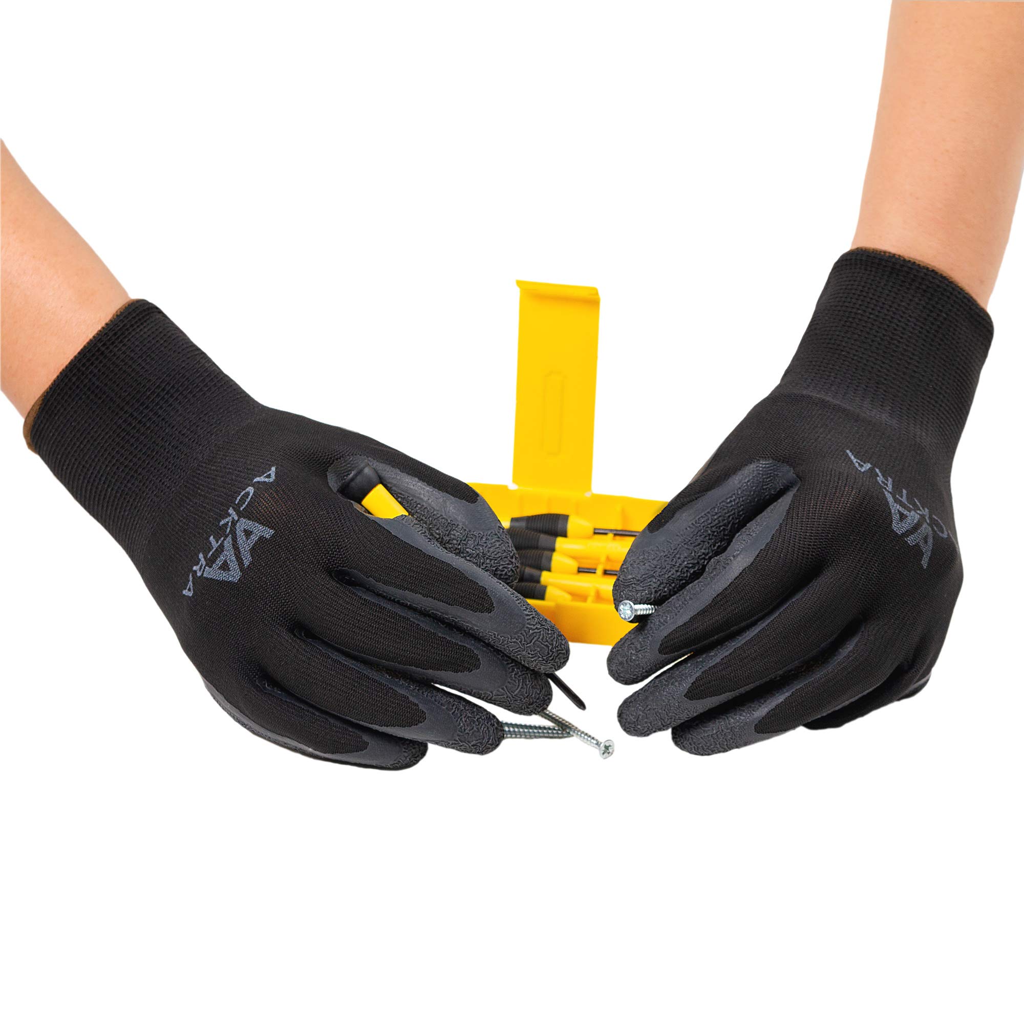 Crinkle Rubber Coated Work Gloves - Heavy Duty Safety Gloves for Construction, Gardening & DIY - Non-Slip Grip, Durable Protection - Bulk Pack WG008 OB (Ideal for Landscaping, Warehouse Work & Automotive Repair)