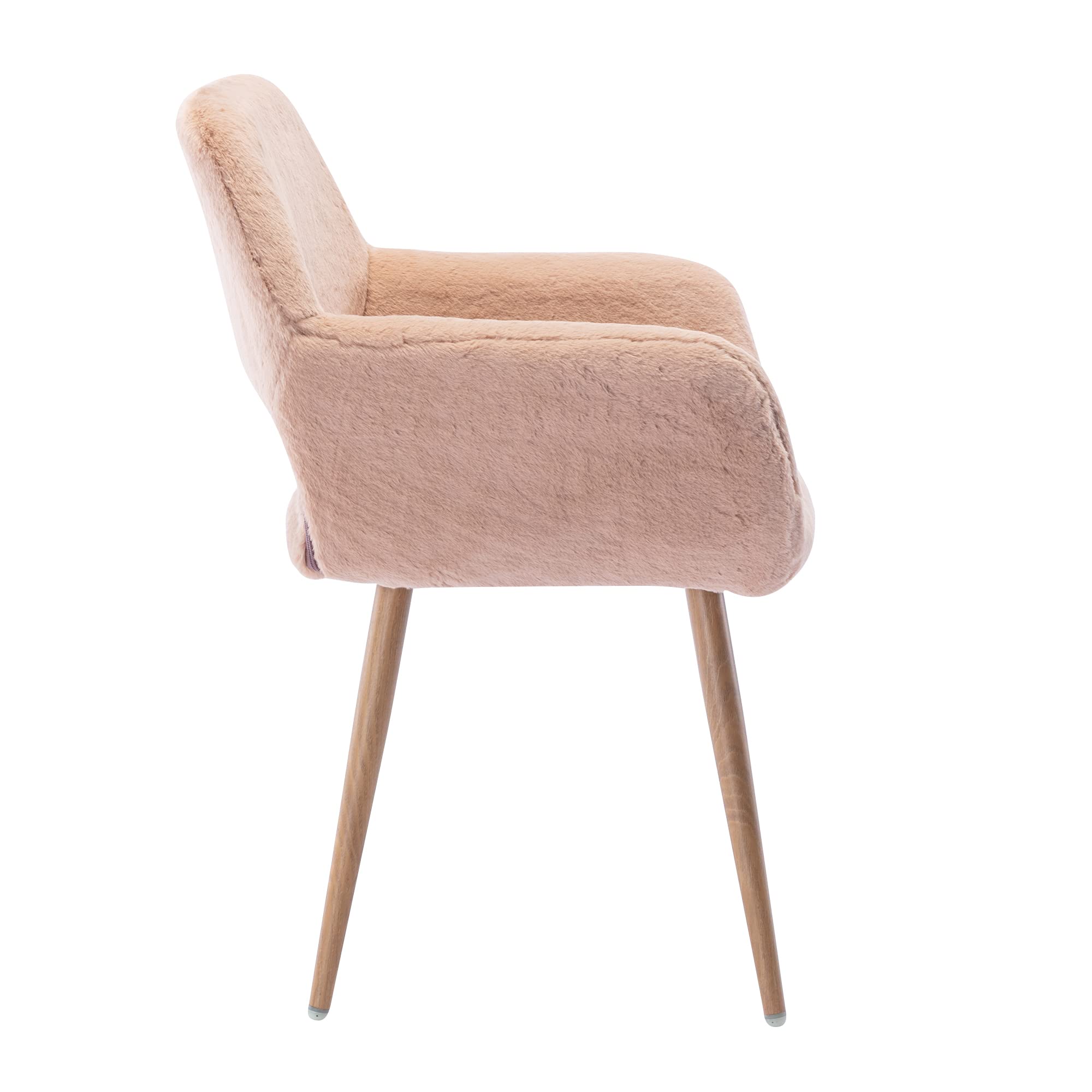 Fluffy Pink Faux Fur Swivel Desk Chair with Wheels - Adjustable Height Vanity Chair for Makeup Room, Teen Girls Bedroom & Home Office - Soft Computer Gaming Chair for Women (Camel) - Perfect for Beauty Stations, Dorm Rooms & Cozy Workspaces