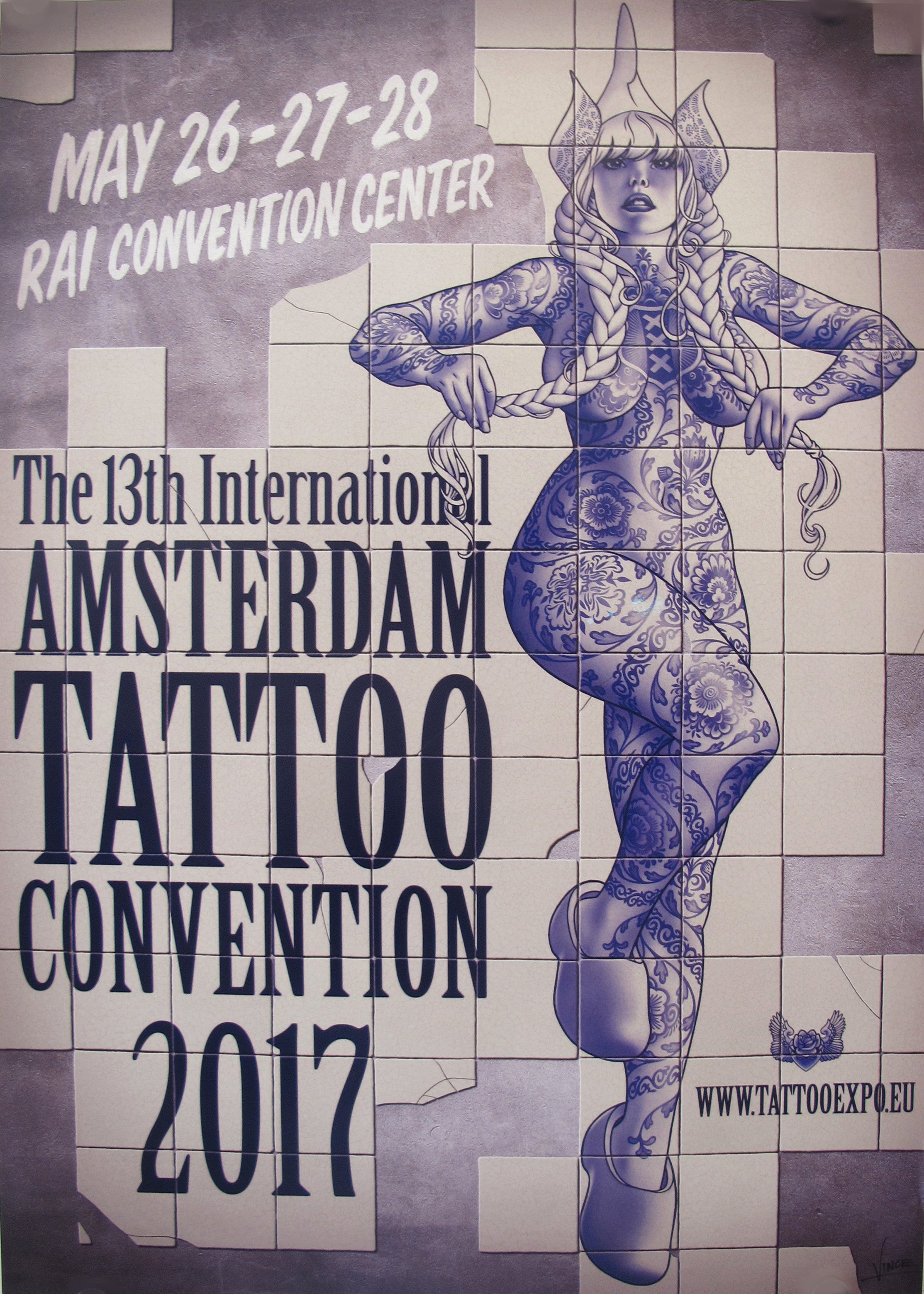 2017 Amsterdam International Tattoo Convention Vintage Poster - Dutch Tattoo Art Print for Home & Office Decor - Perfect for Tattoo Studios, Art Collectors & Event Memorabilia