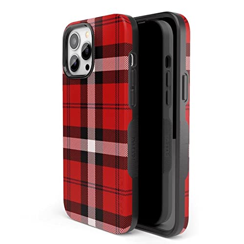Casely iPhone 13 Pro Max Case with MagSafe Compatibility - Stylish Red Plaid Design for Ultimate Protection | Perfect for Everyday Use, Travel & Work