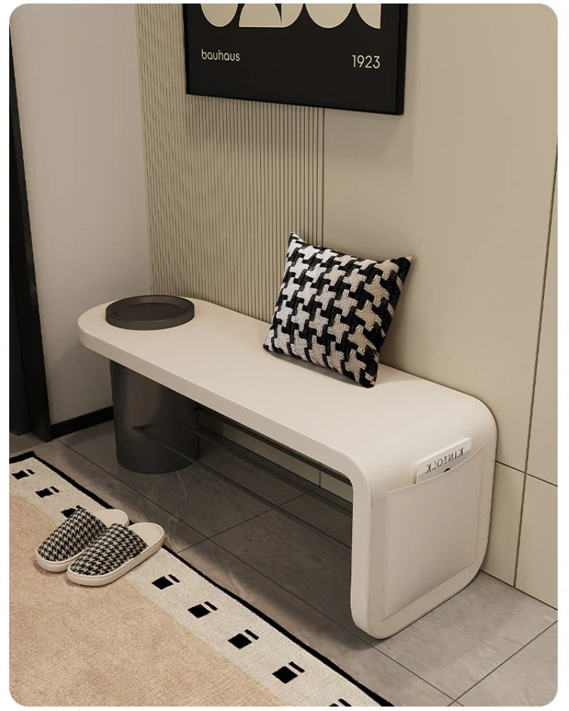 Stylish Leather Shoe Bench with Storage | Modern Entryway Stool for Comfortable Seating | Perfect for Hallway, Bedroom & Shoe Organization